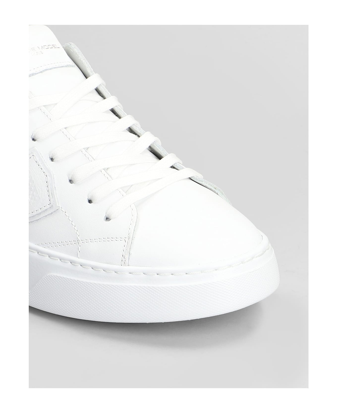 Philippe Model Temple Low Sneakers In White Leather - white