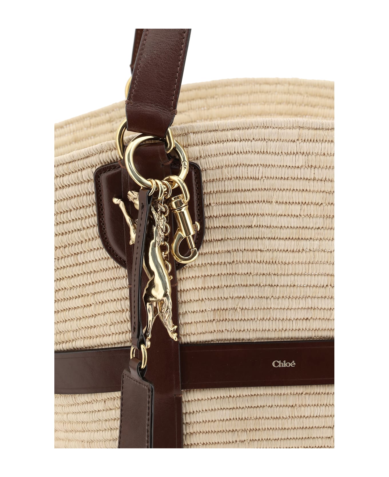 Chloé Kerala 25 Raffia Shoulder Bag - BEIGE