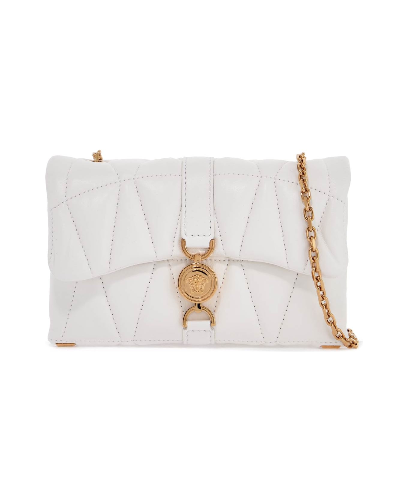Versace 
cleio
 Small White Leather Crossbody Bag - PORCELAIN WHITE-VERSACE G (White)