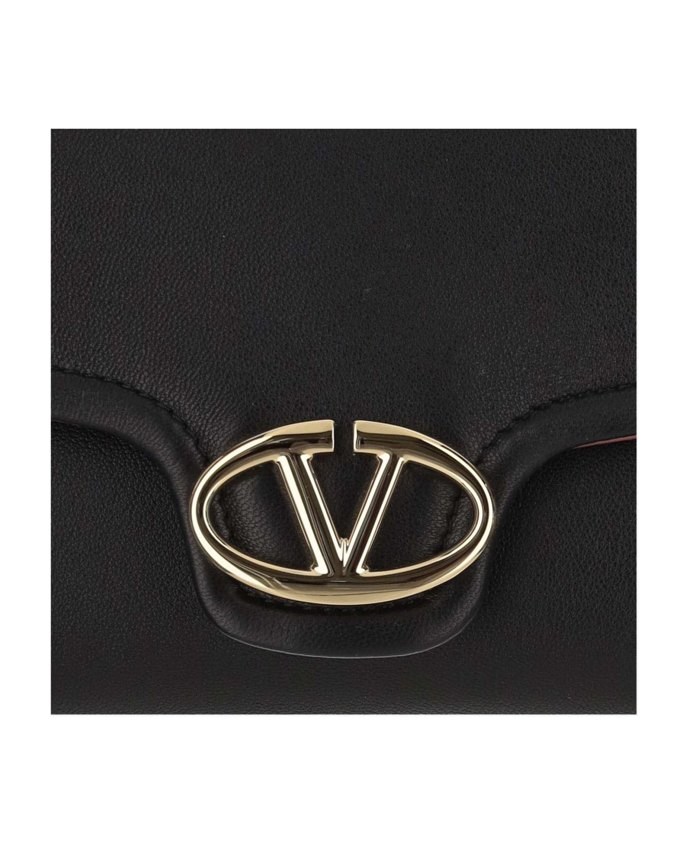 Valentino Garavani Black Leather Vlogo Crossbody Bag - NERO