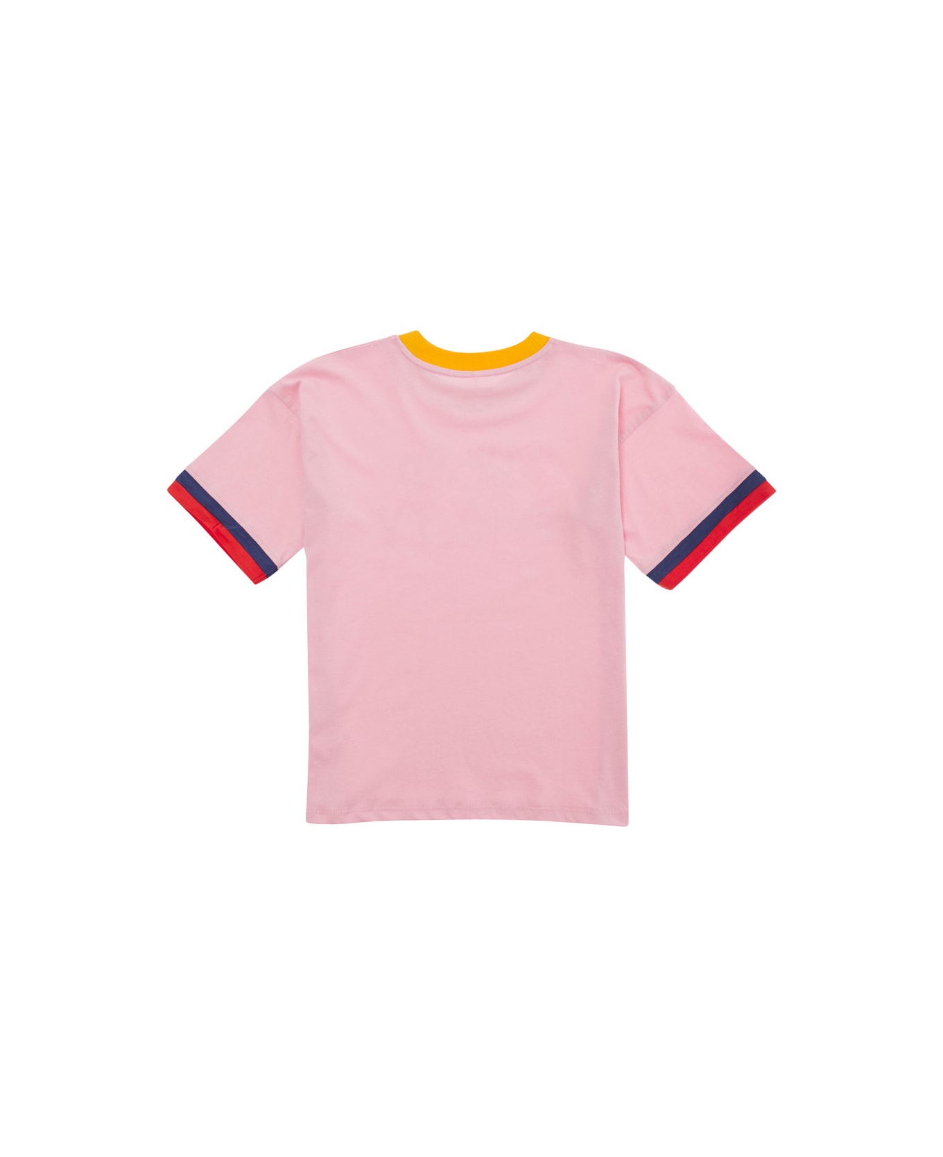 Mini Rodini Pink T-shirt With Super Sporty Print In Cotton Boy - Pink Tシャツ＆ポロシャツ
