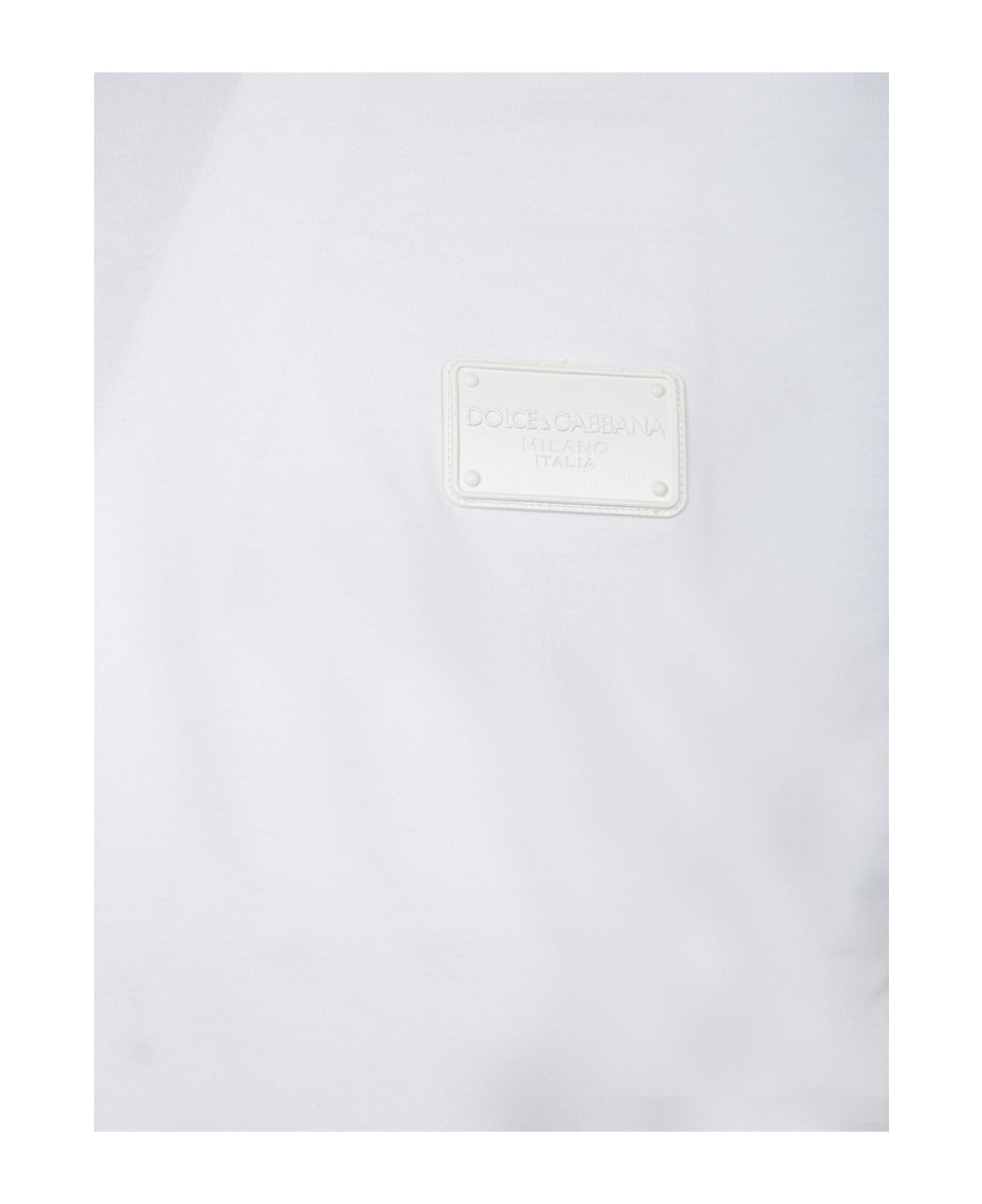 Dolce & Gabbana Tone-on-tone Plaque White T-shirt - VARIANTE ABBINATA