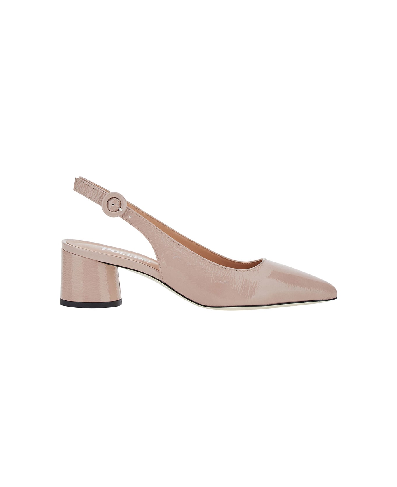 Pollini Pink Slingback Pumps With Block Heel In Leather Woman - Pink