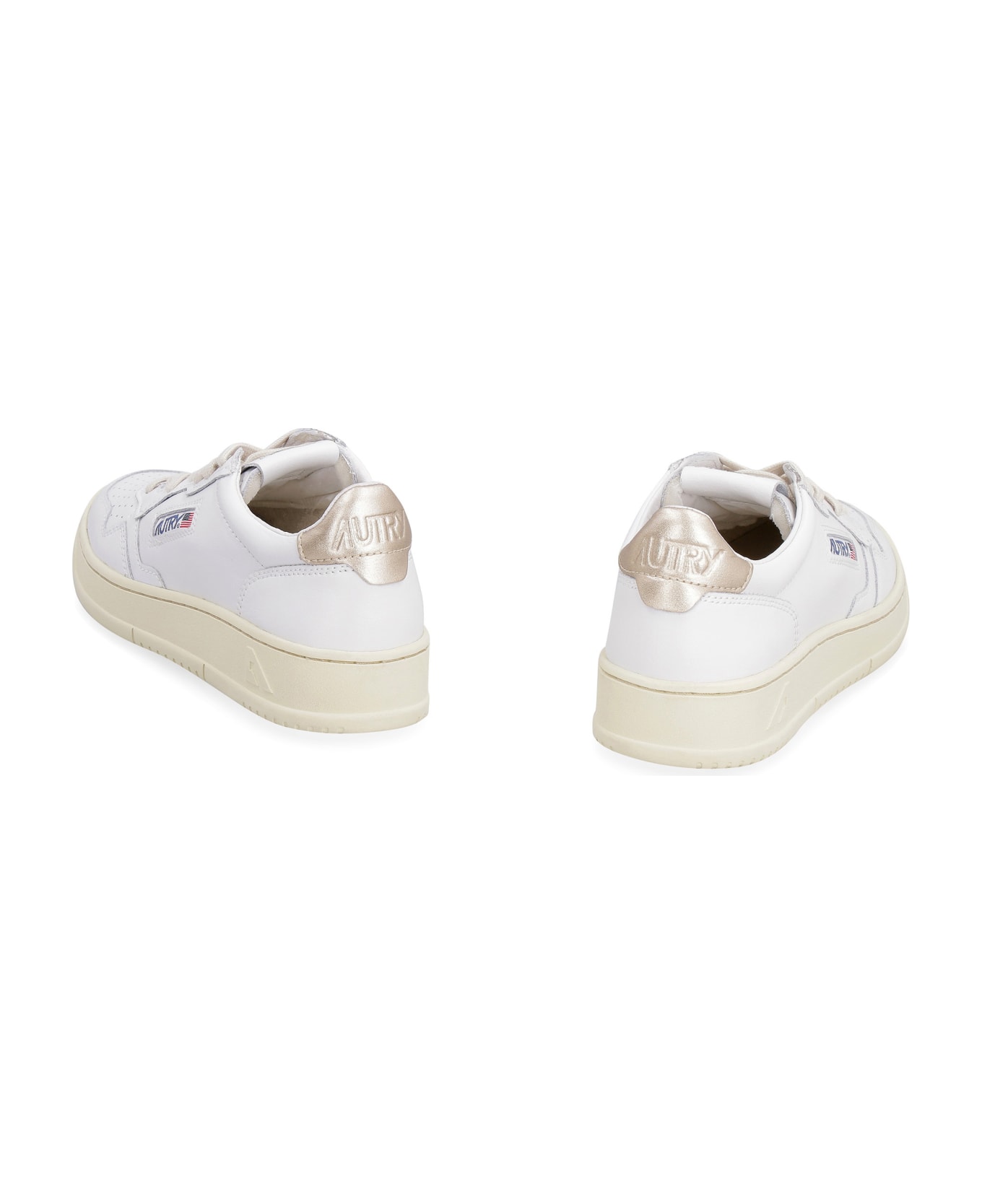 Autry Medalist Leather Low-top Sneakers - WHITE/GOLD