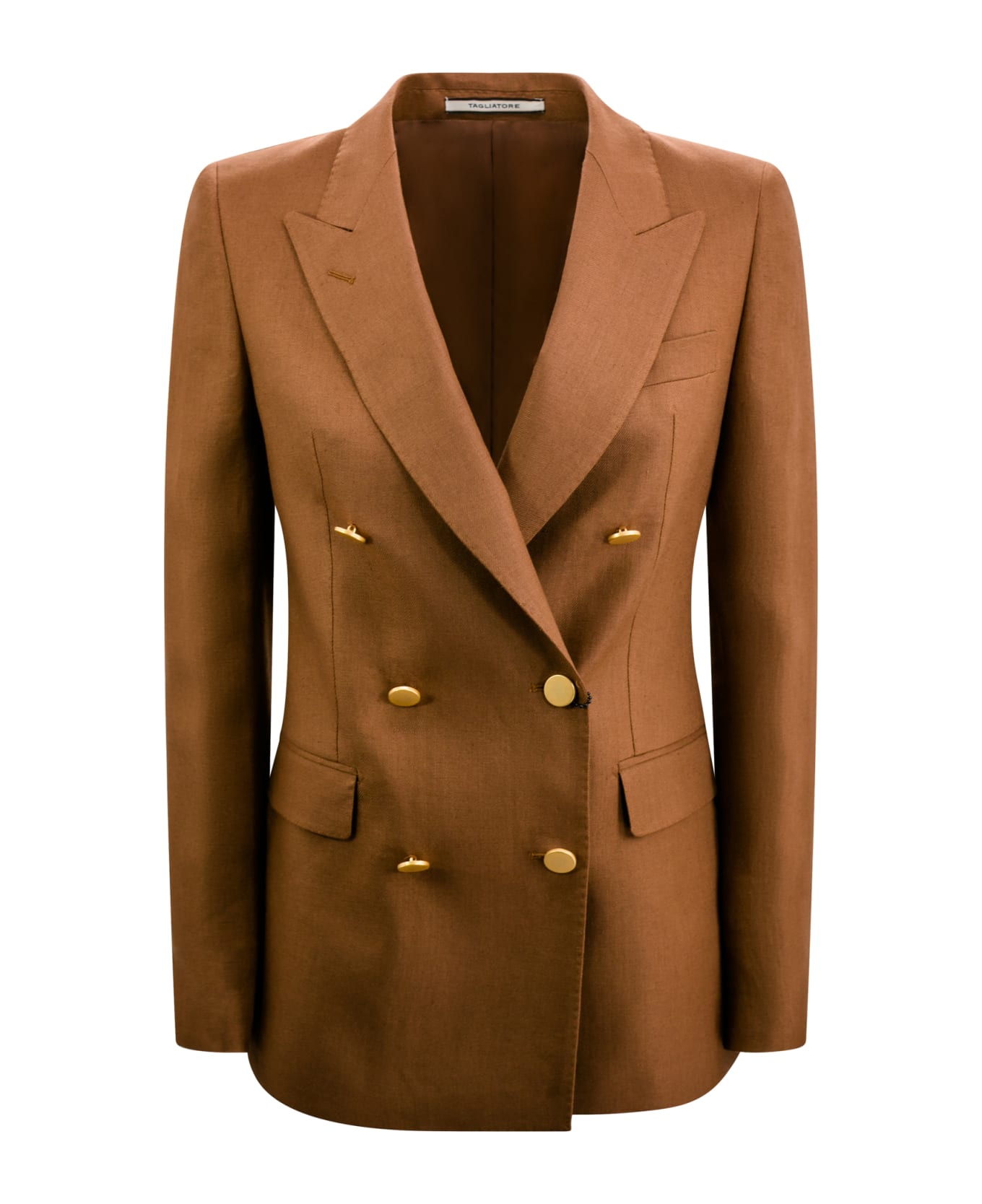 Tagliatore Full Suit With Double-breasted Blazer With Peaked Lapels And Straight Pants. - Brown