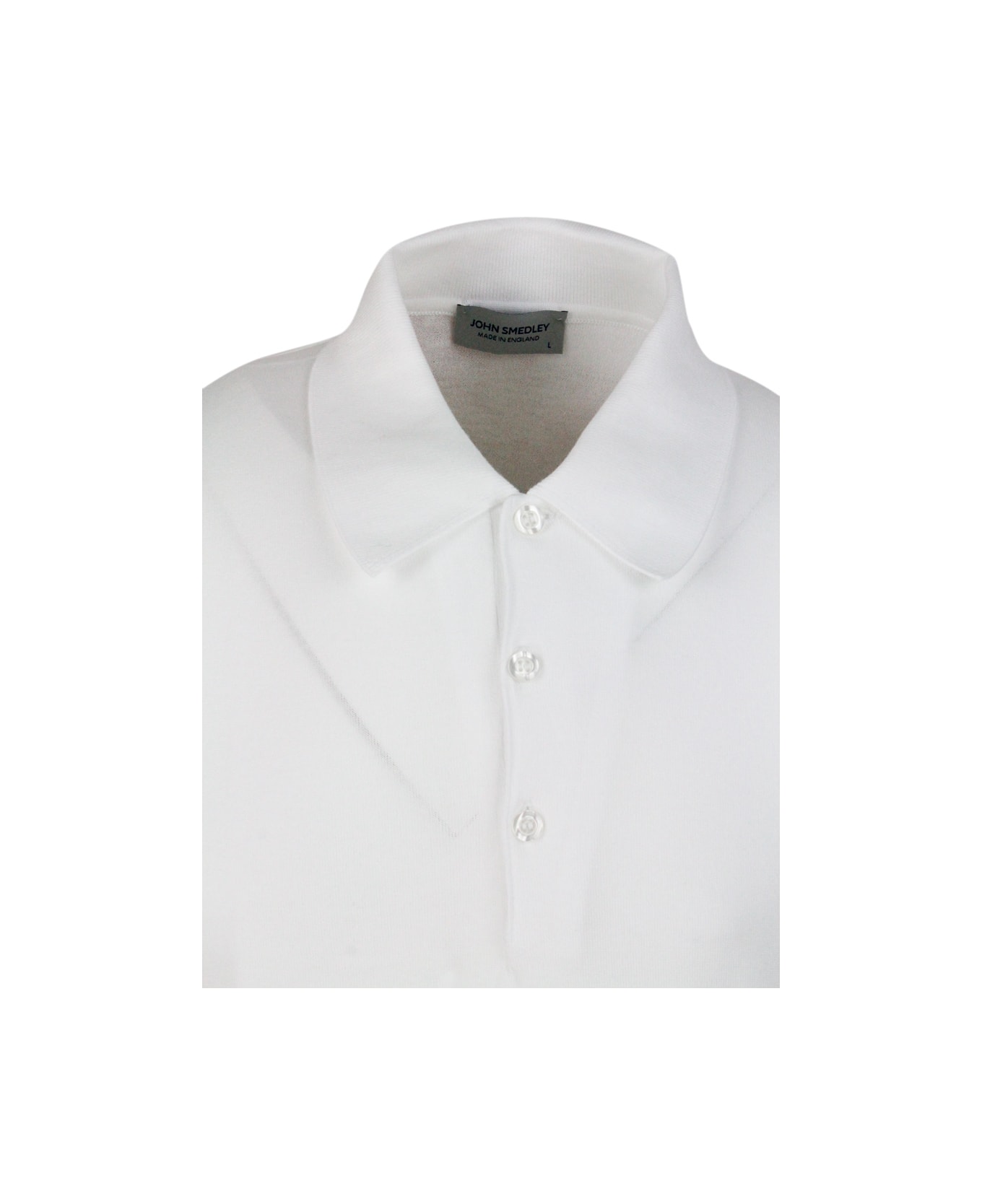 John Smedley Short-sleeved Polo Shirt In Extra-fine Cotton Thread With Three Buttons - White ポロシャツ