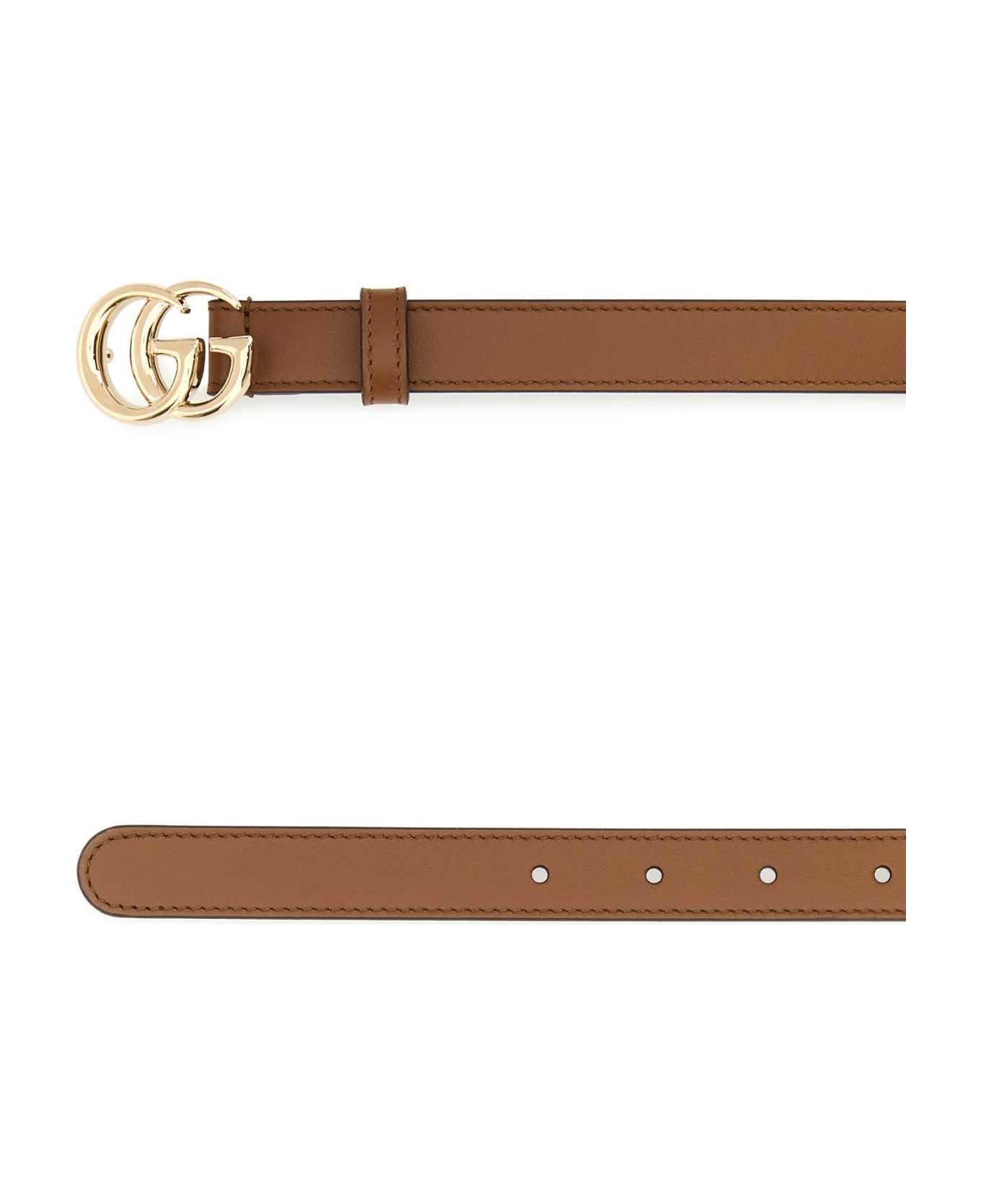Gucci Brown Leather Gg Belt - BROWN