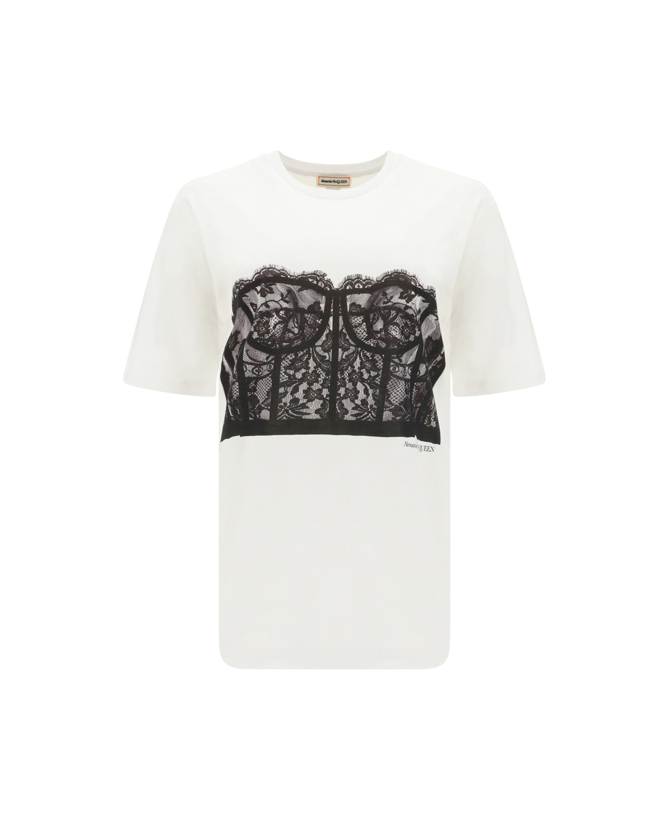 Alexander McQueen Corset Print T-shirt - Bianco