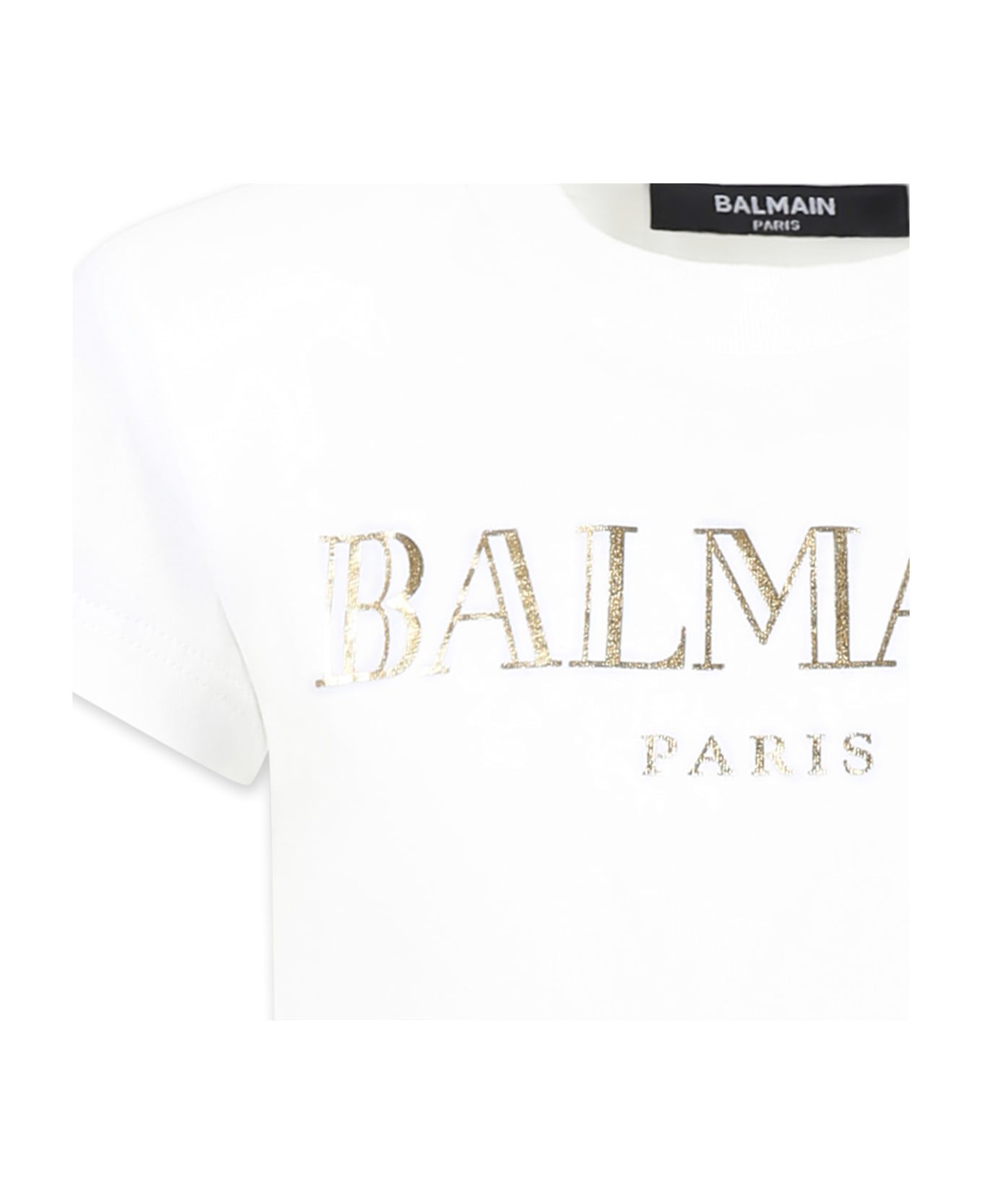 Balmain White T-shirt For Girl With Logo - White