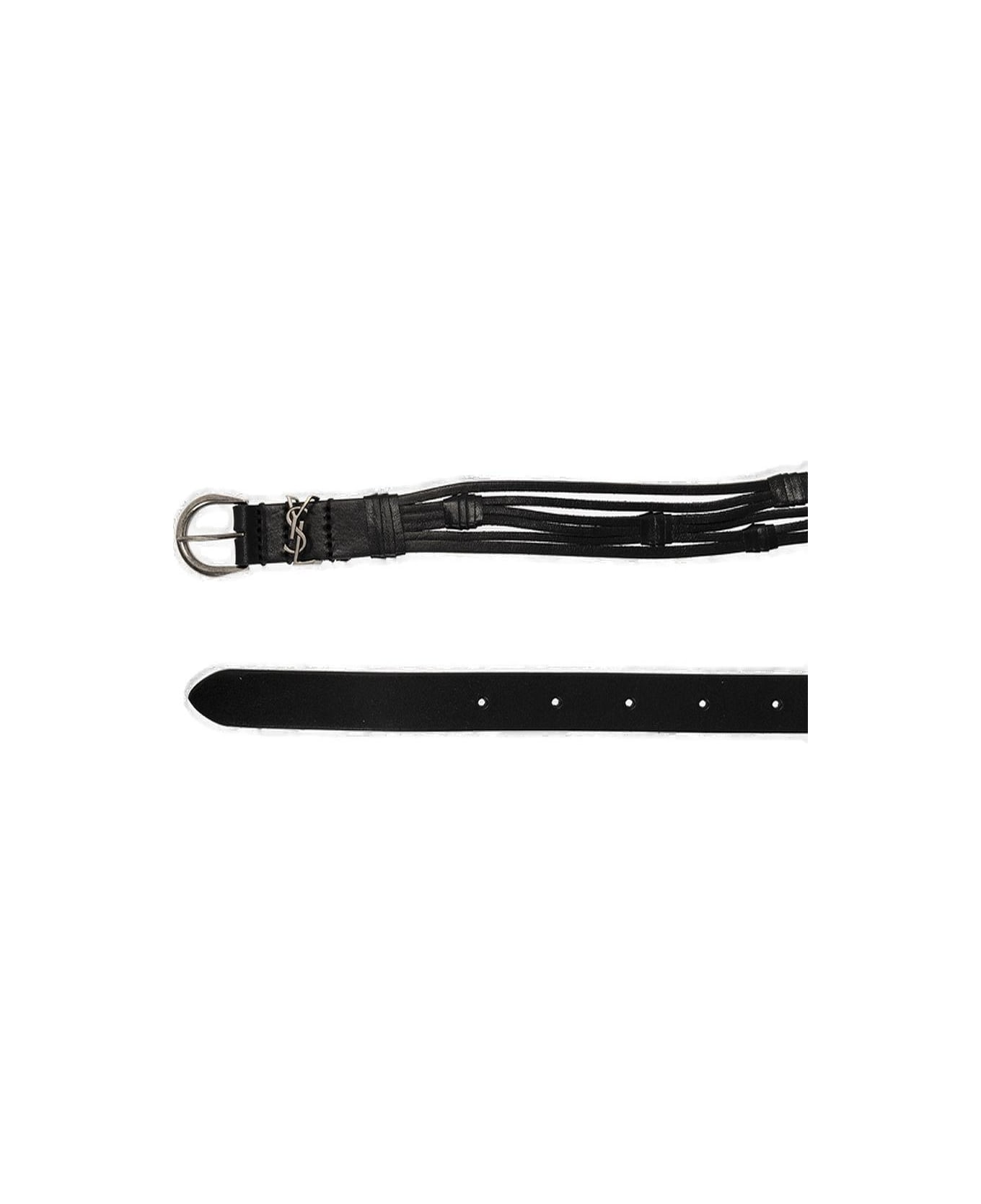 Saint Laurent Croissant De Lune Buckled Thin Belt - BLACK ベルト