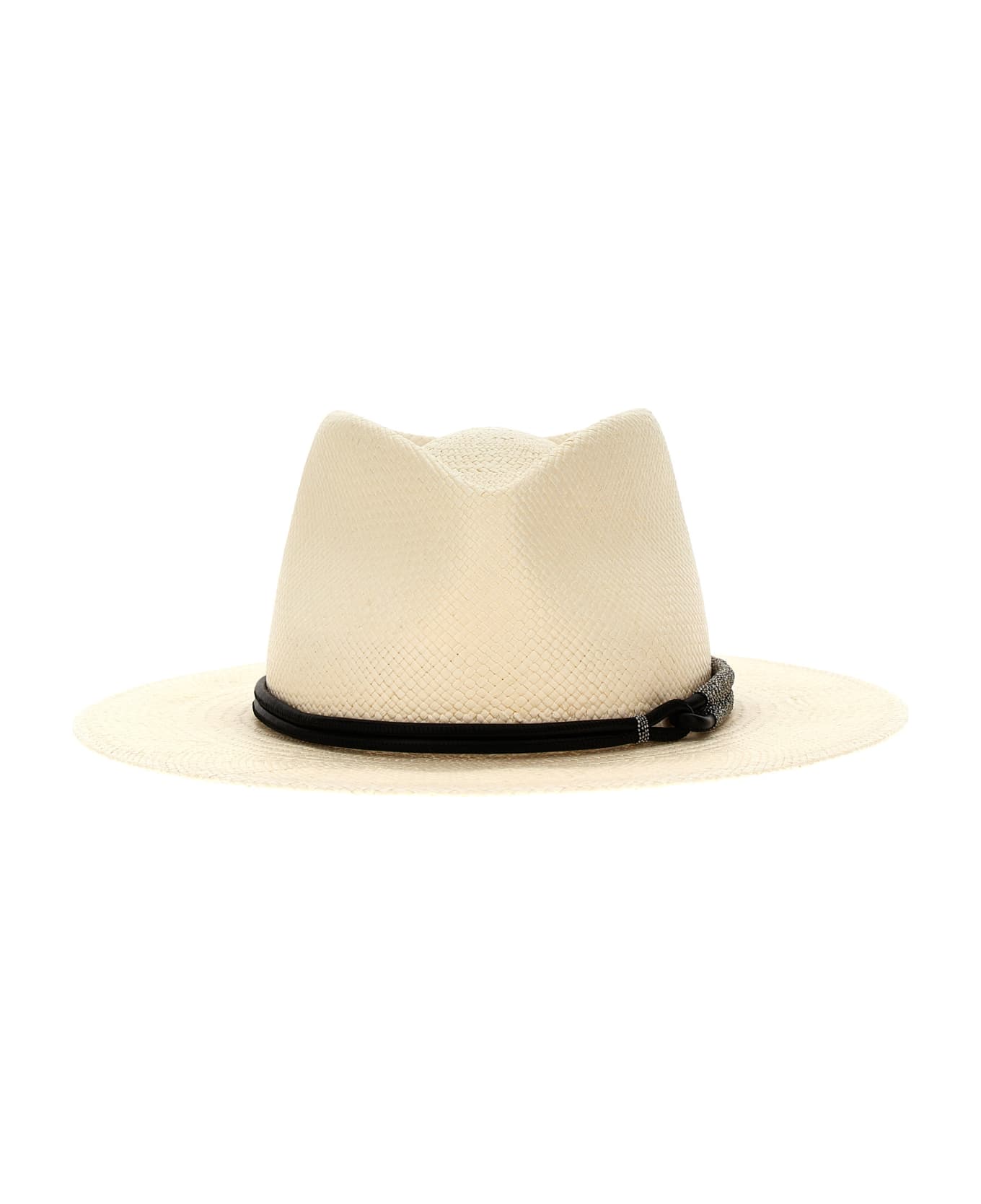 Brunello Cucinelli Straw Fedora Hat - White