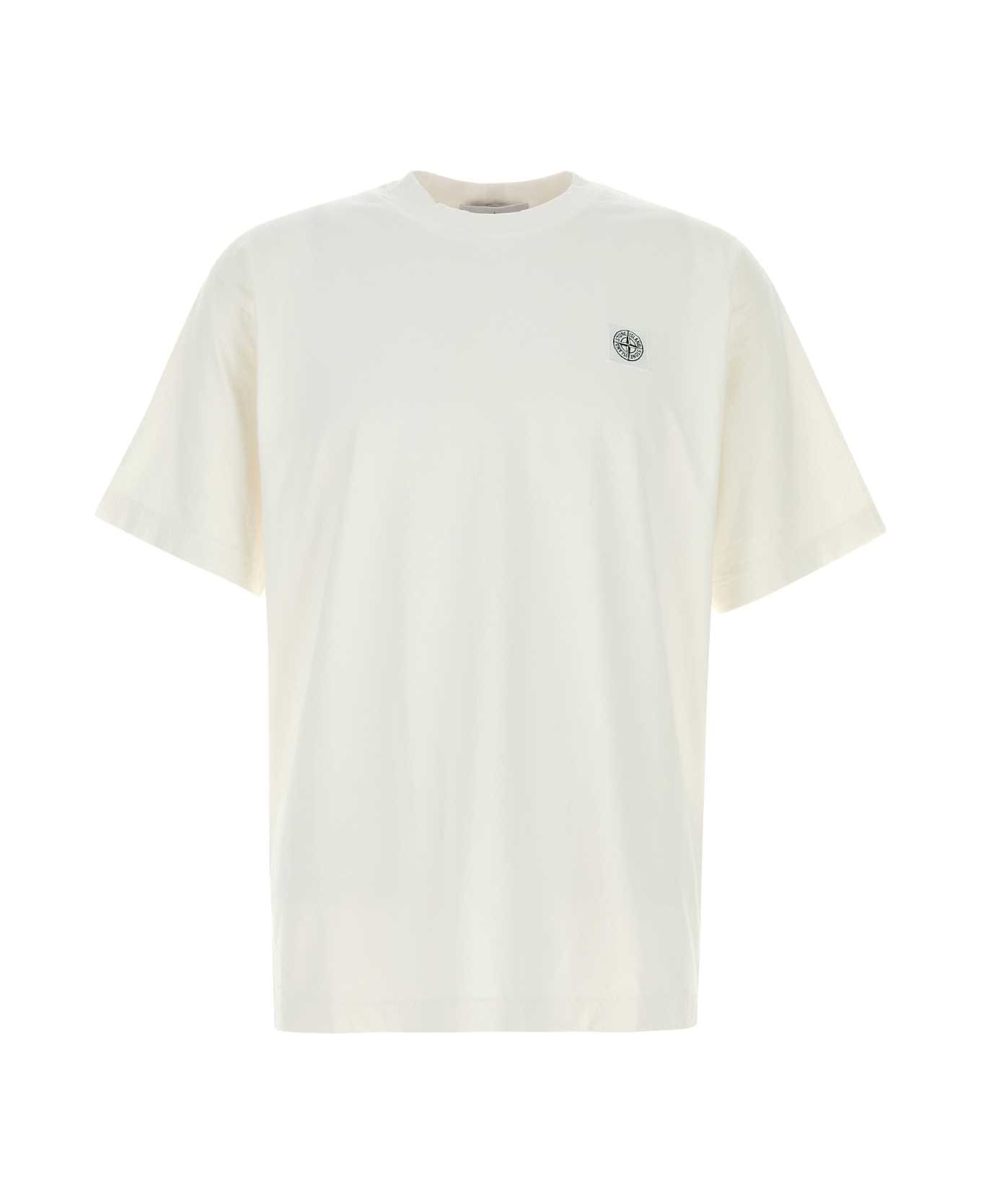 Stone Island White Cotton T-shirt - WHITE