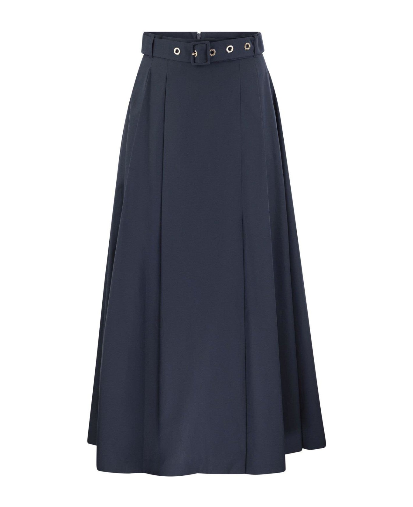 'S Max Mara Belted Pleated Skirt - Blue