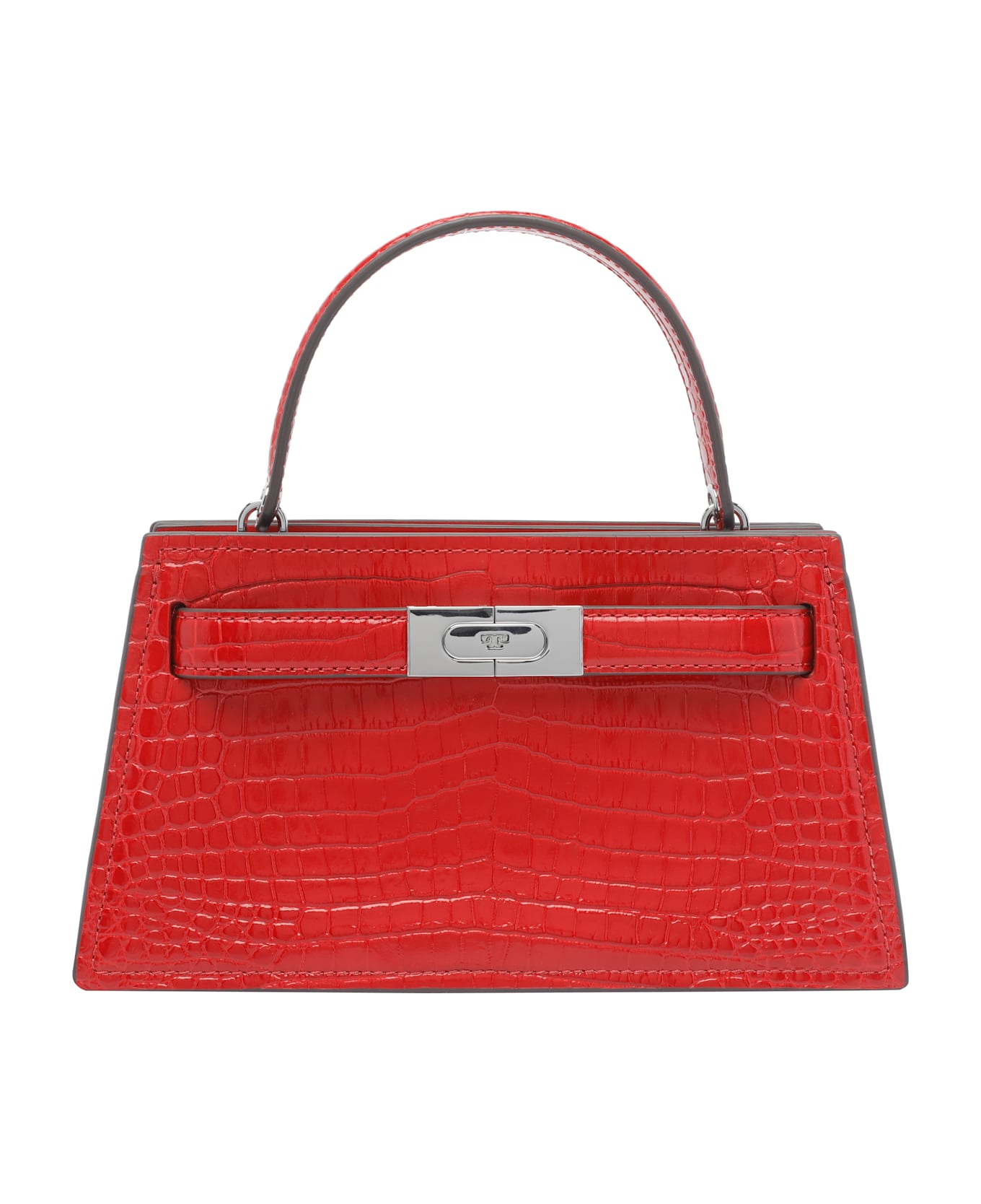 Tory Burch Small Lee Radziwill Croc Handbag - Red