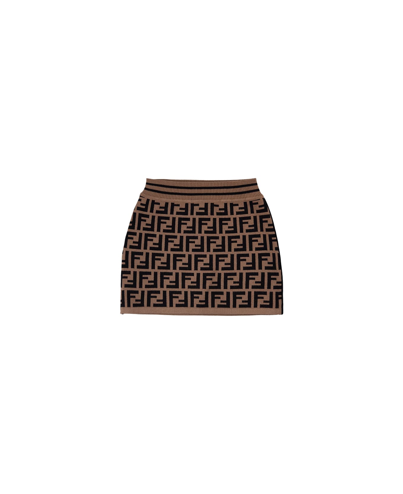 Fendi Short Skirt With All-over Ff Motif - Brown