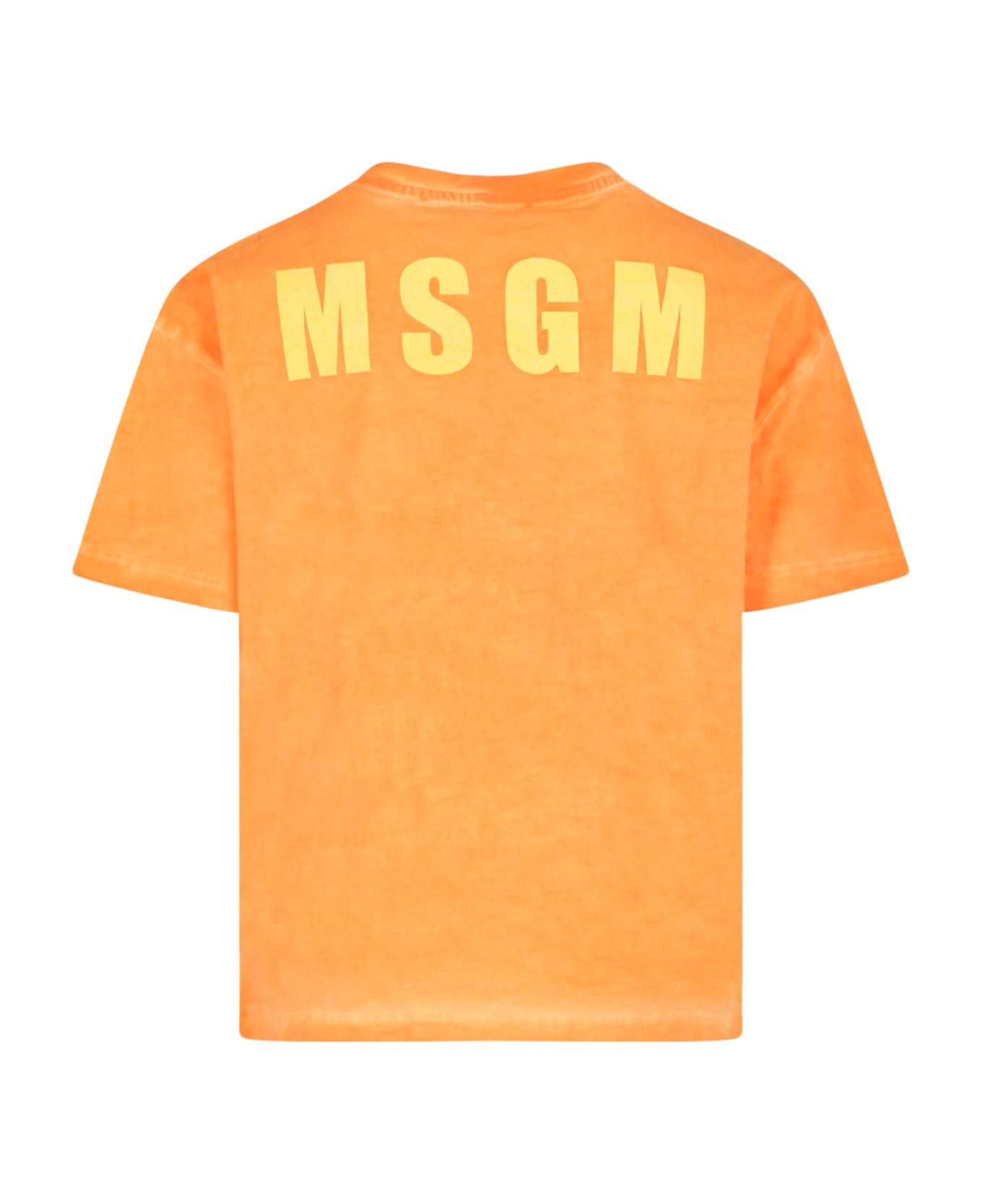 MSGM Orange T-shirt For Kids With White Logo - Orange