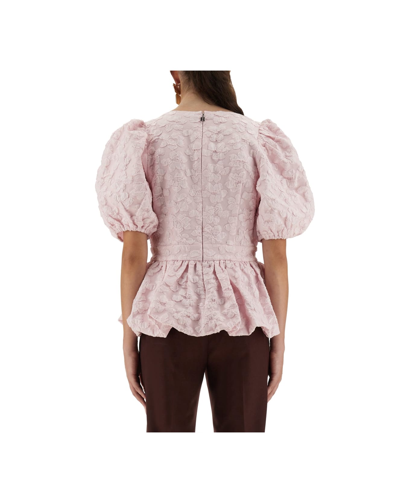 Rotate by Birger Christensen Top With Puff Sleeves - POWDER