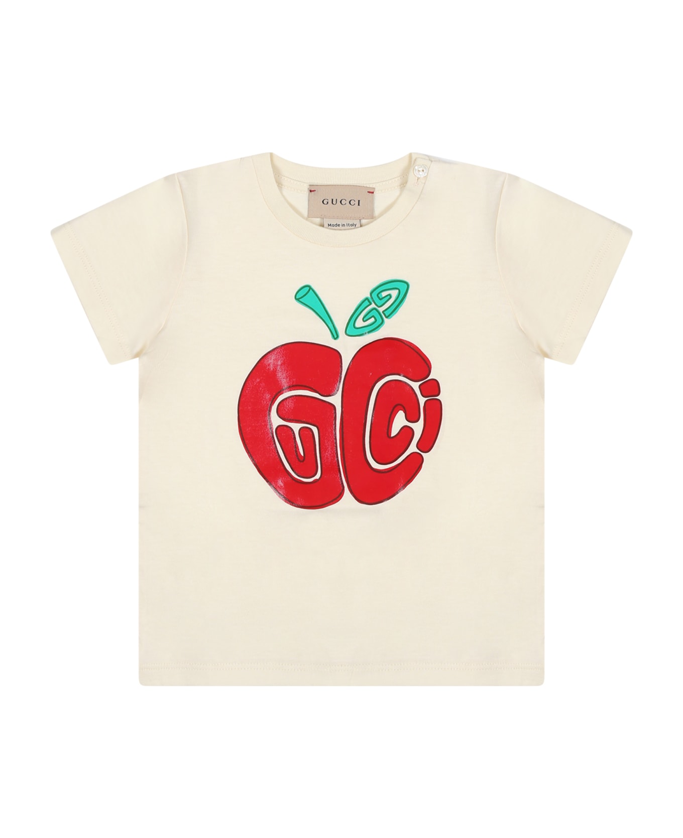 Gucci Ivory T-shirt For Baby Girl With Logo - White Tシャツ＆ポロシャツ