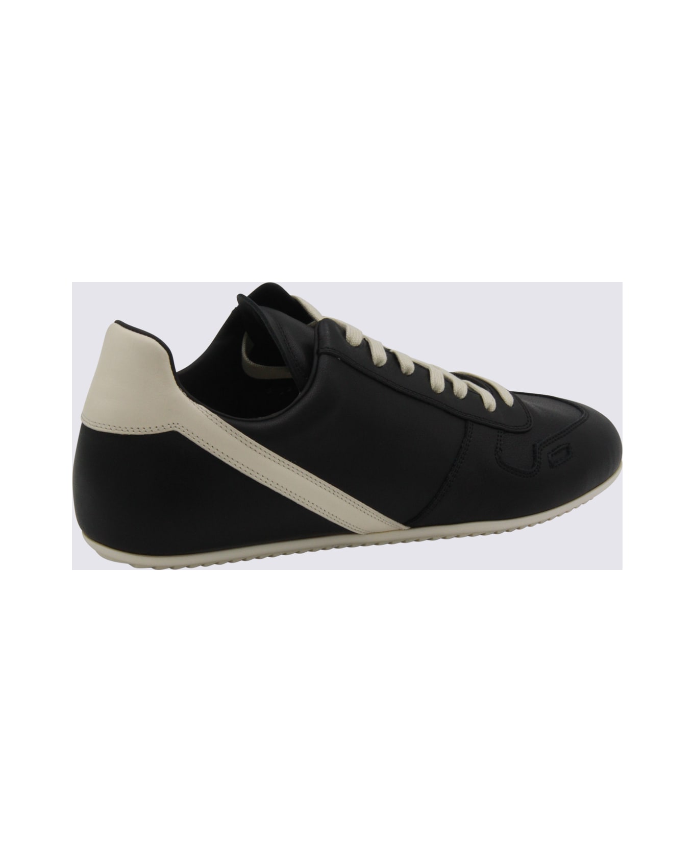 Rick Owens Black Leather Minimal Sneakers - BLACK-MILK