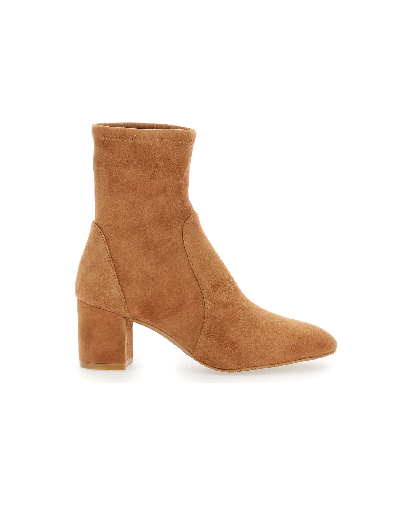Stuart Weitzman 'yuliana' Beige Ankle Boots With Medium Block Heel In Ecoleather Woman - Beige