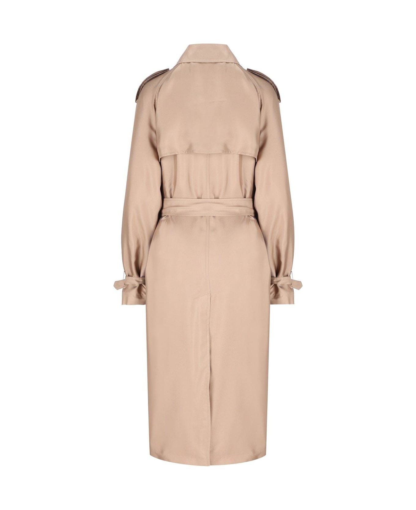 Saint Laurent Double-breasted Belted Coat - Beige