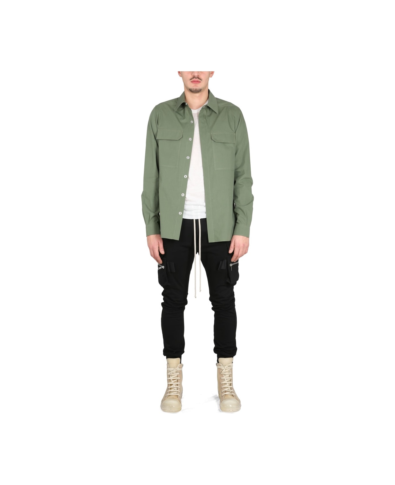Rick Owens Shirt With Pockets - GREEN