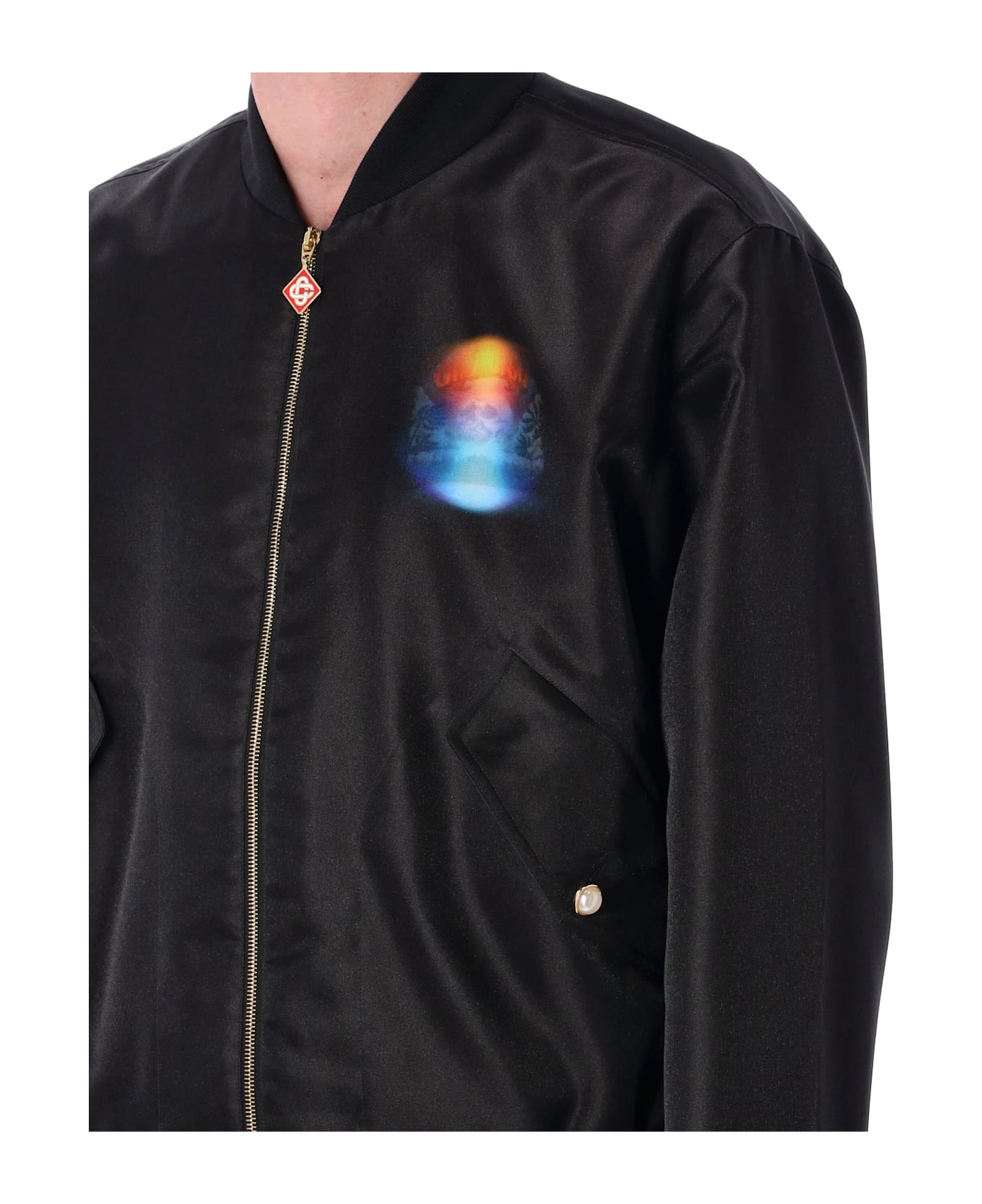 Casablanca Organza Gradient Bomber Jacket - BLACK