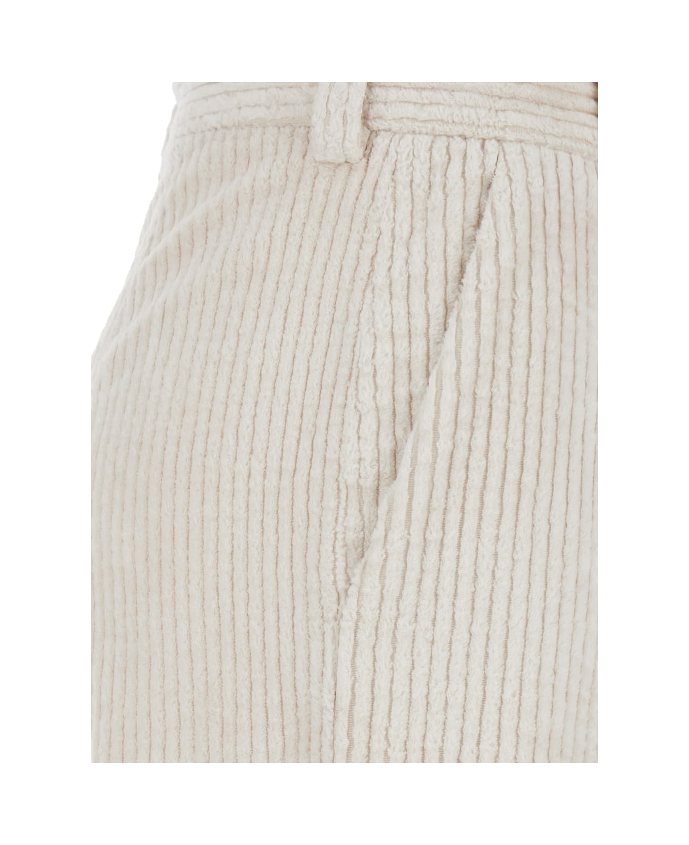 Antonelli 'rimini' Beige Palazzo Pants In Corduroy Woman - Beige