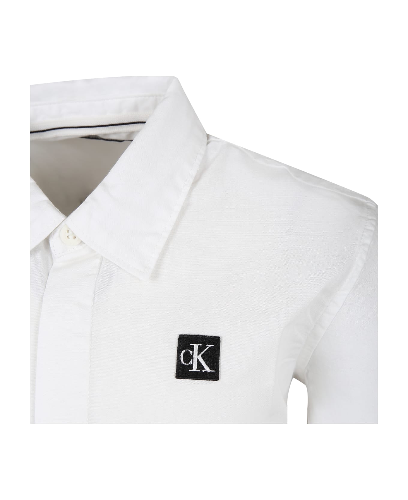 Calvin Klein White Shirt For Boy With Logo - White