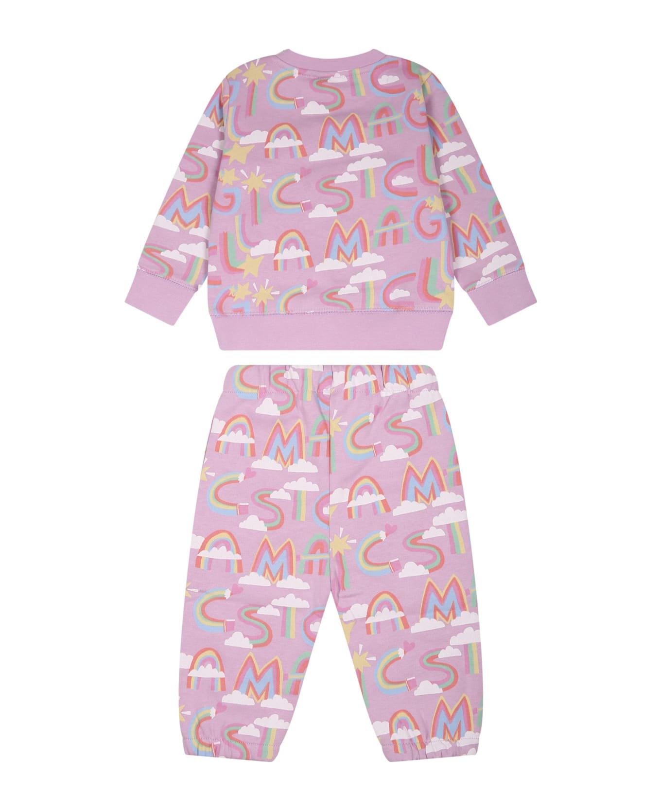 Stella McCartney Kids Purple Suit For Baby Girl With Stars And Clouds - Violet ボトムス
