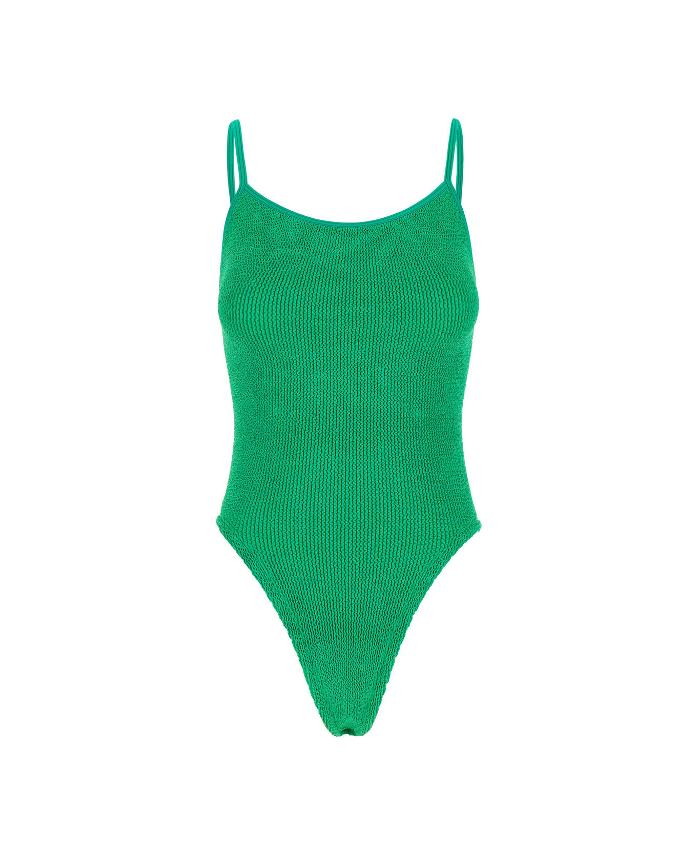 Hunza G 'pamela' Green Backless One-piece Swimsuit In Stretch Polyamide Woman - Green 水着