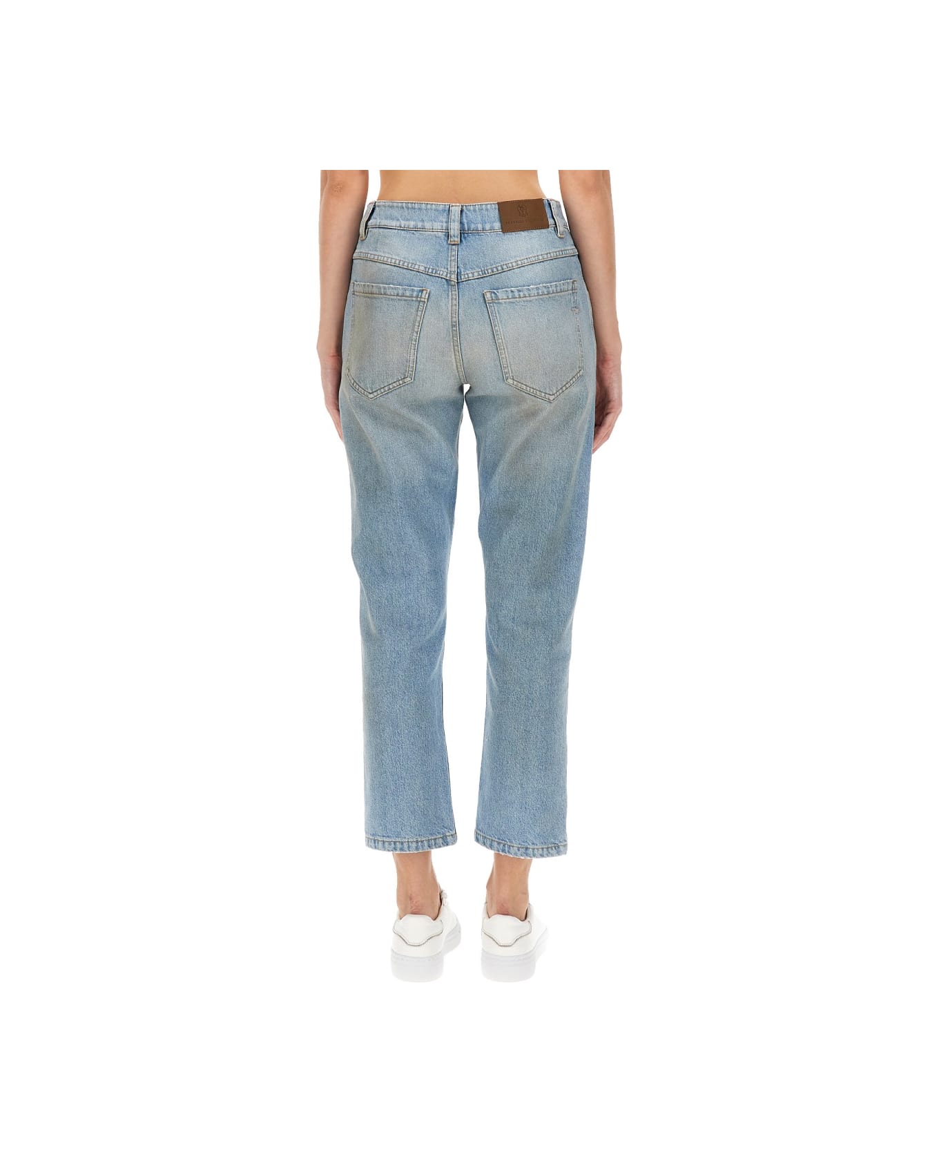 Brunello Cucinelli Straight Pants With Shiny Bartack - DENIM