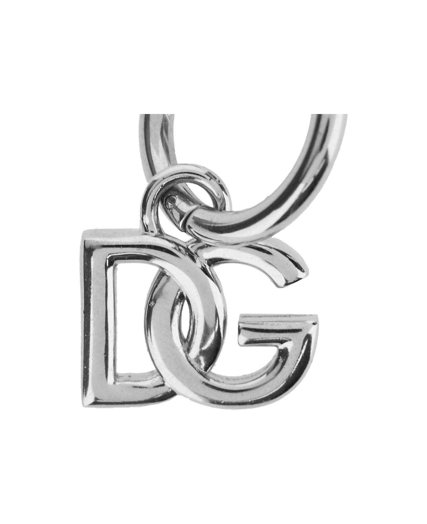 Dolce 
Gabbana Silver-colored Earrings With Clip Closure And Dg Logo Pendant In Bronze Woman - Metallic