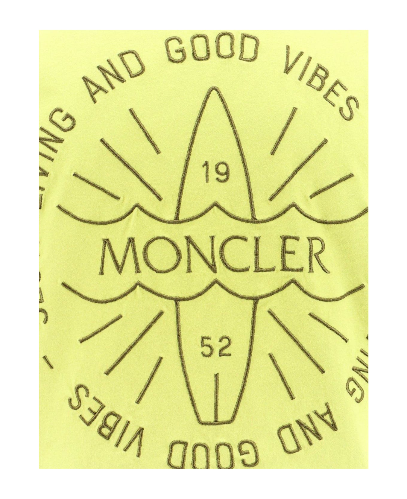 Moncler Logo Embroidered Crewneck T-shirt - Green
