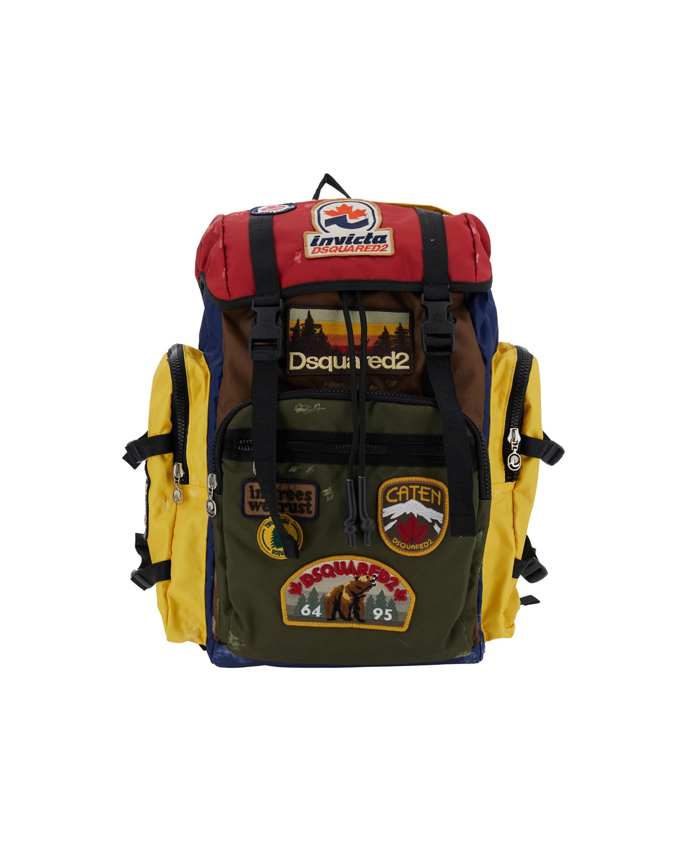 Dsquared2 'monviso Xl' Multicolor Backpack With Logo Patch On The Front And Top Drawstring Closure In Tech Fabric Man - Multicolor