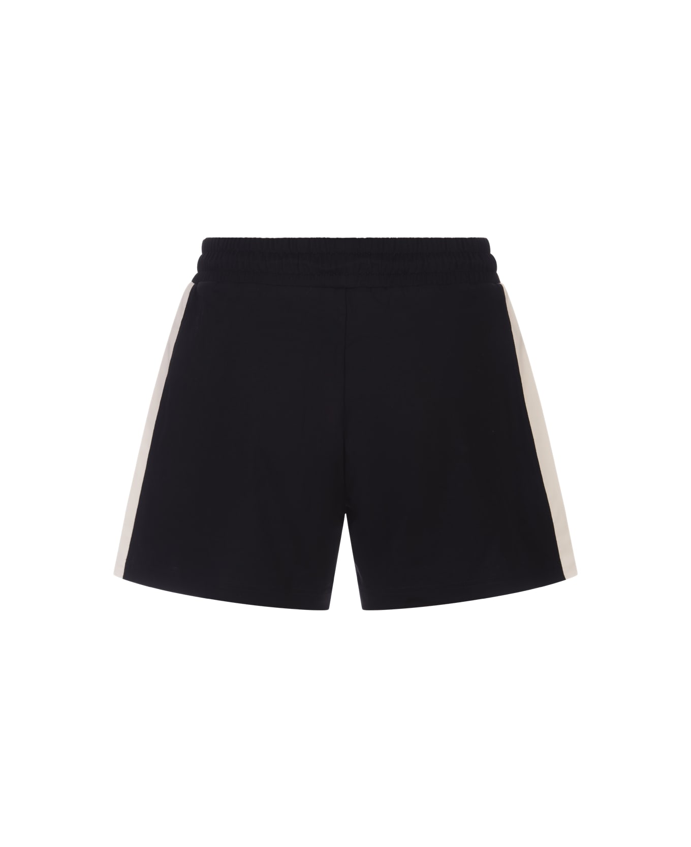 Moncler Navy Blue And White Jersey Shorts - Black