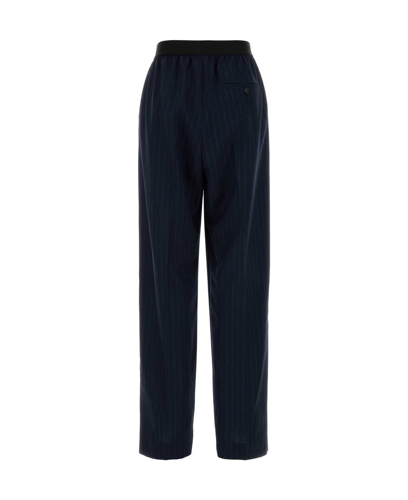 Balenciaga Pinstriped Elastic Waist Pants - BLUE