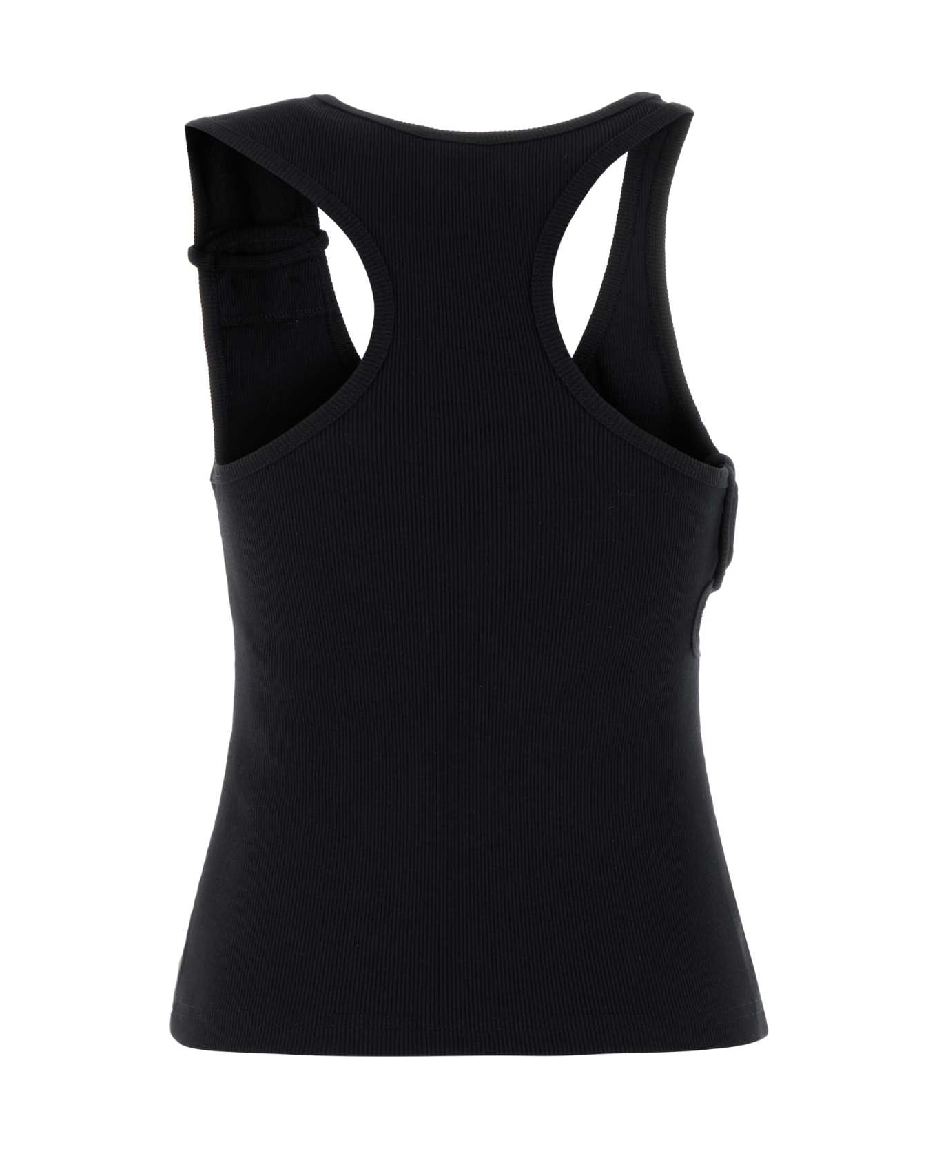 Courrèges Black Stretch Cotton Tank Top - Black