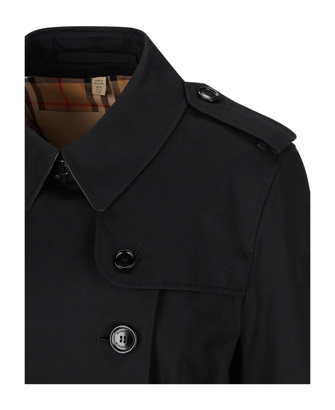 Burberry Double Breasted Belted Trench Coat - BLACK
