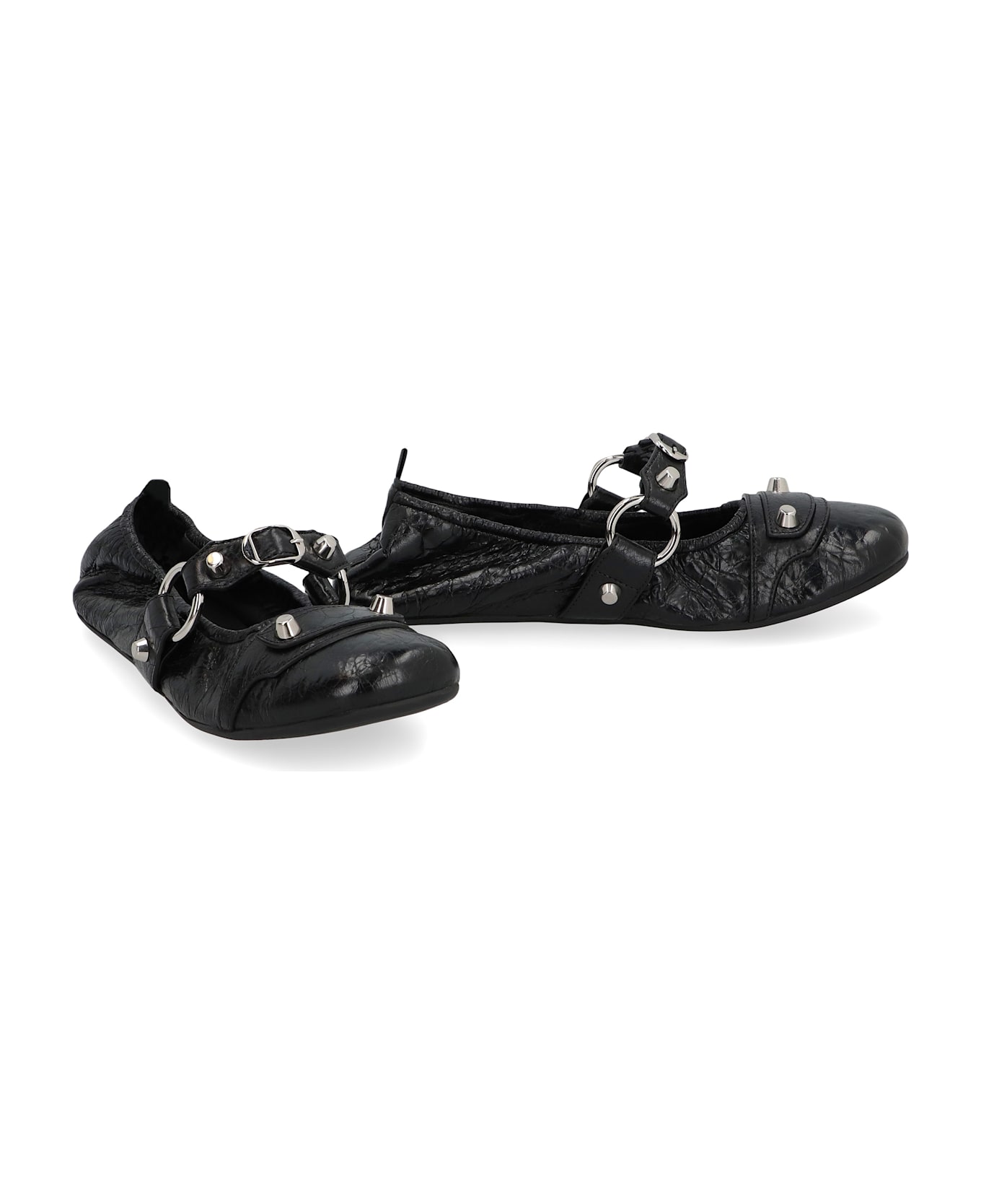 Balenciaga City Leather Ballet Flats - BLACK