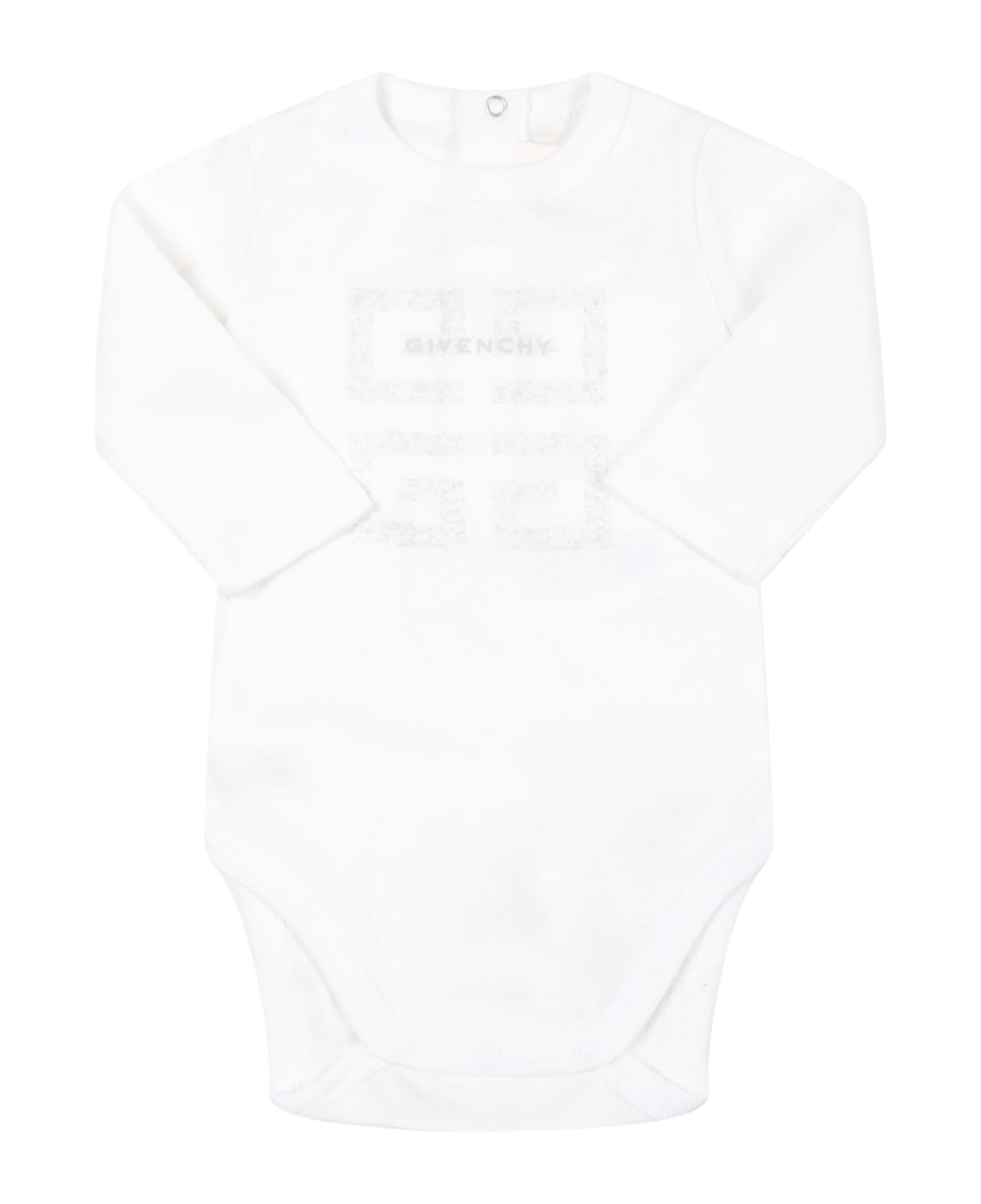 Givenchy White Set For Baby Kids With Hearts - White