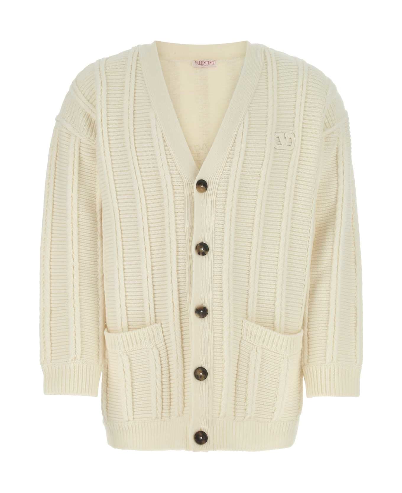 Valentino Garavani Ivory Wool Cardigan - A03