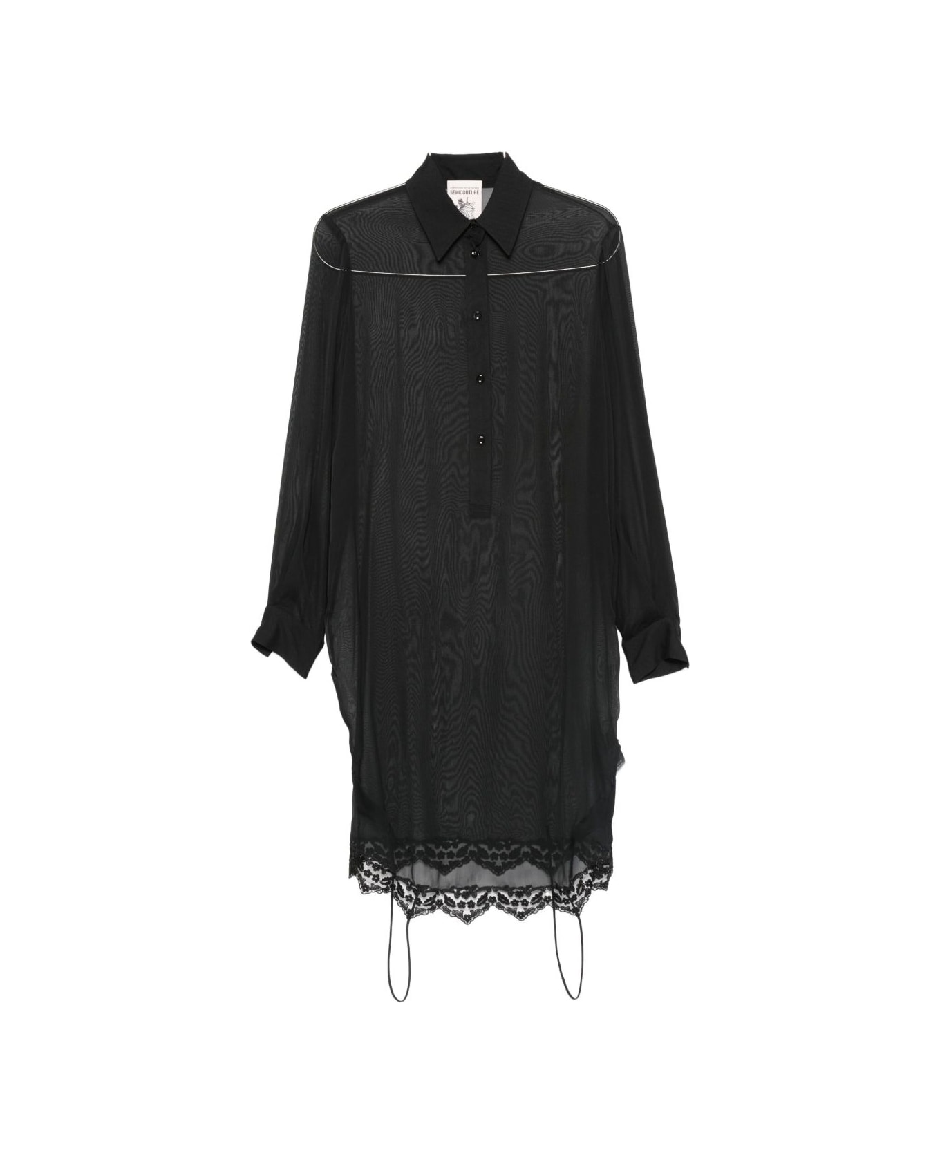 SEMICOUTURE Silk Blend Long Shirt - Black