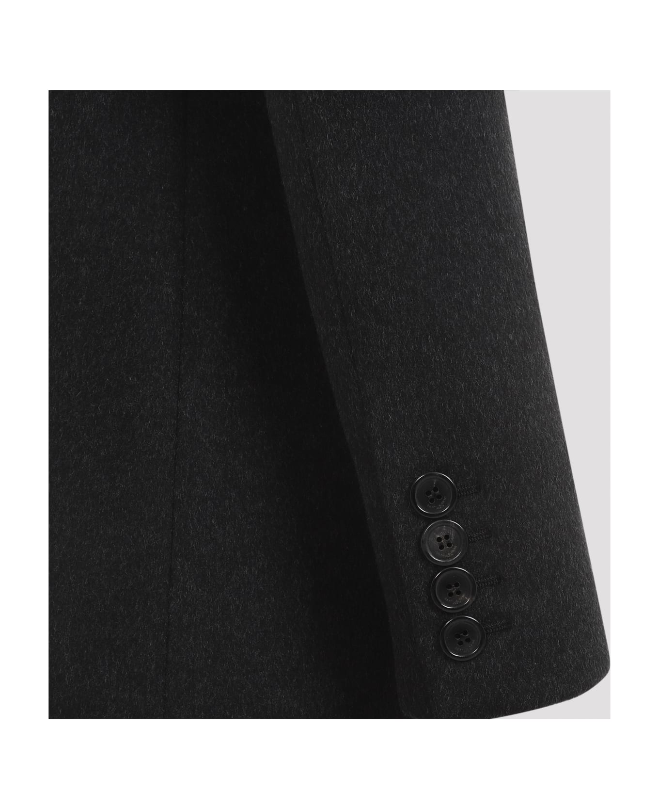 Saint Laurent Slate Wool And Cashmere Coat - ANTHRACITE