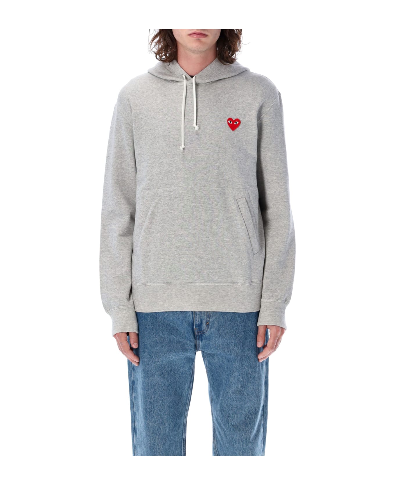 Comme des Garçons Play Red Heart Patch Hoodie - GREY