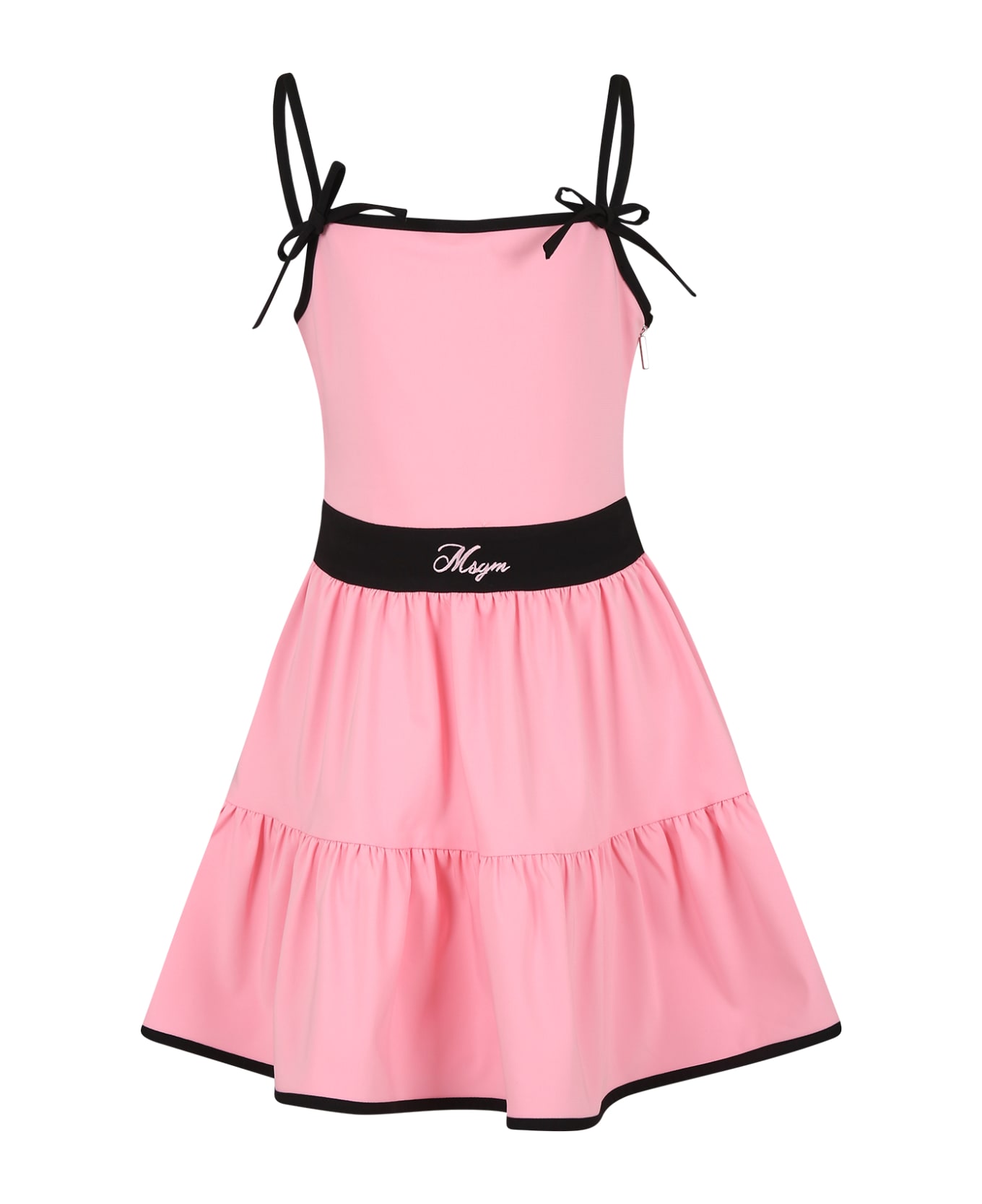 MSGM Pink Dress For Girl With Logo - Pink