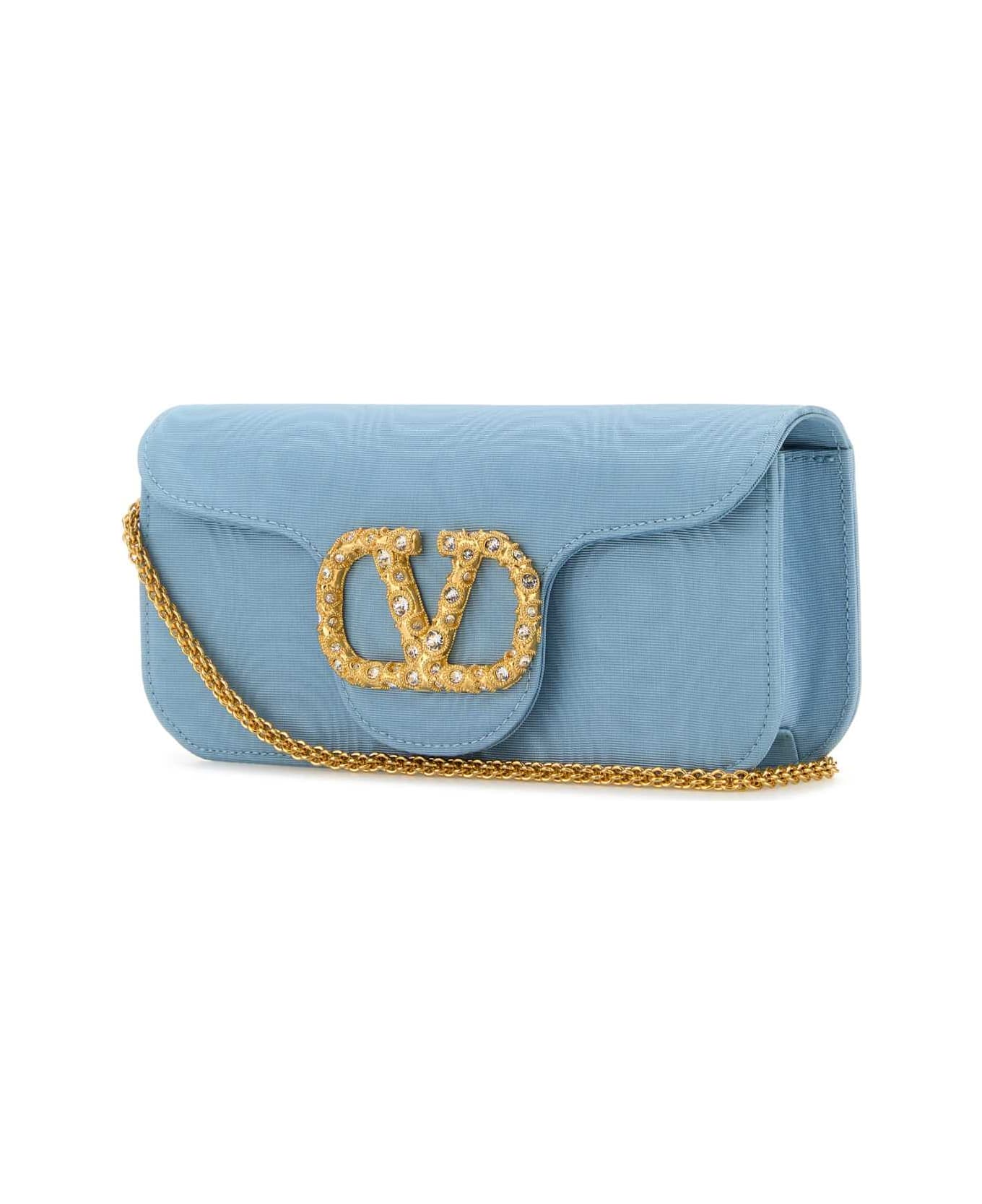 Valentino Garavani Light Blue Fabric Locã² Clutch - CLOUDYBLUECRYSTAL