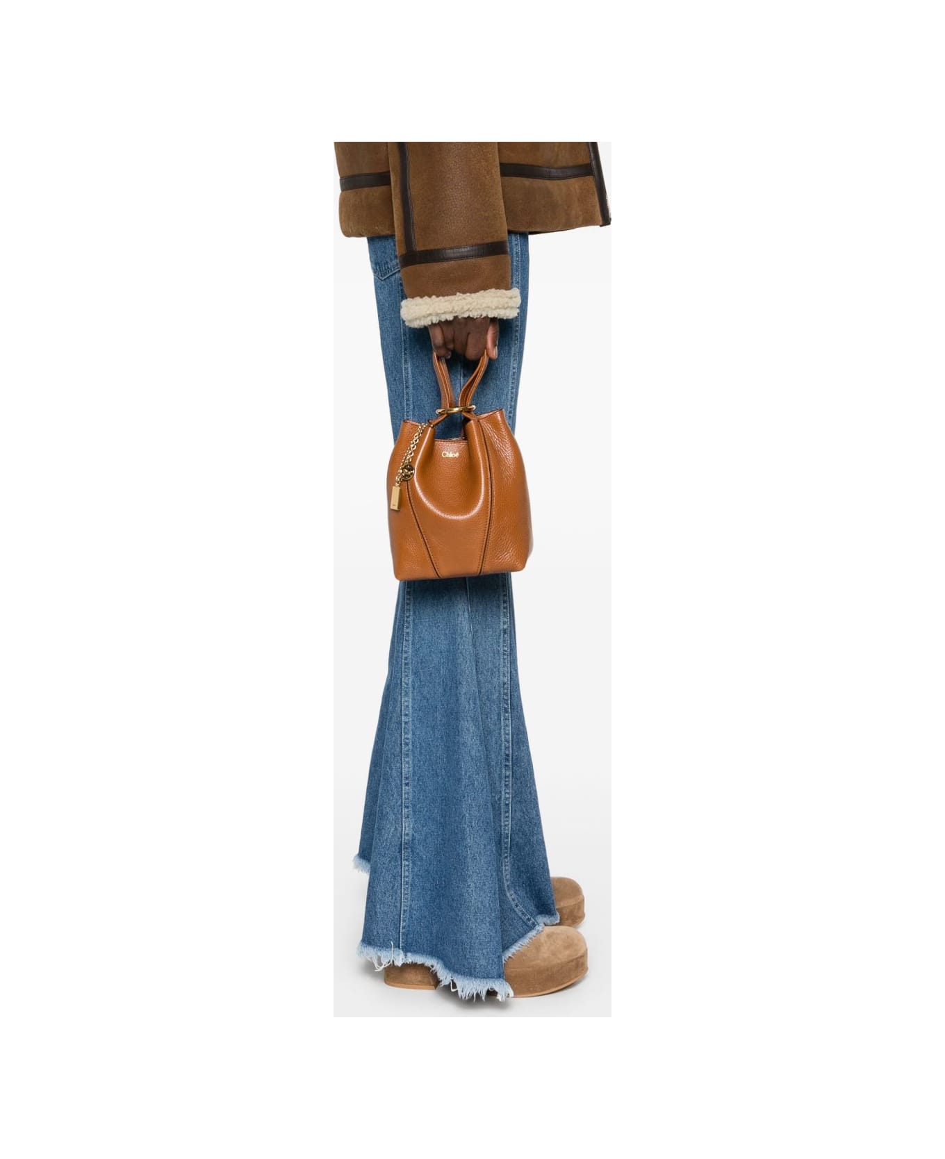 Chloé Spin Small Leather Tote - Leather Brown