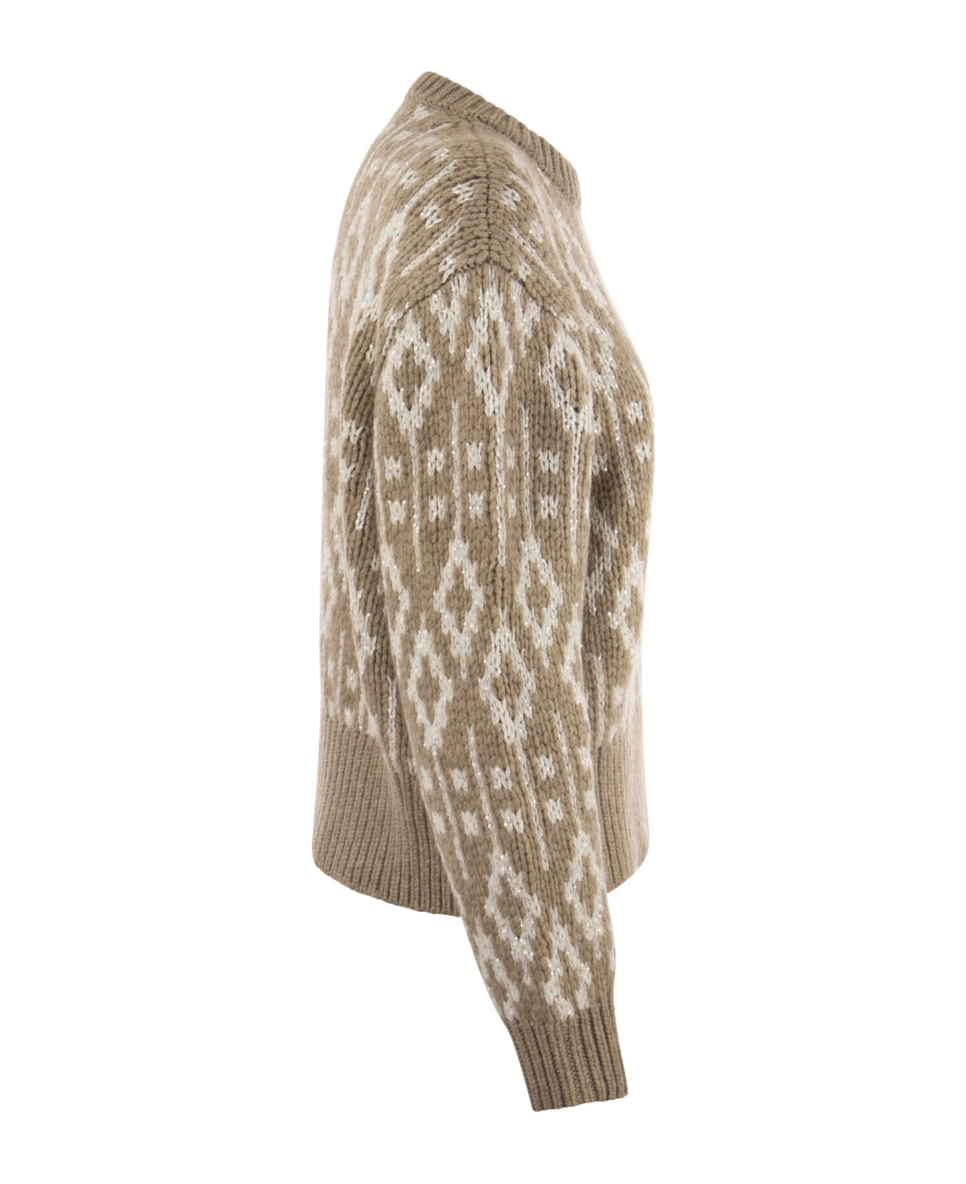 Brunello Cucinelli Vintage Jacquard Cashmere Sweater - Beige ニットウェア
