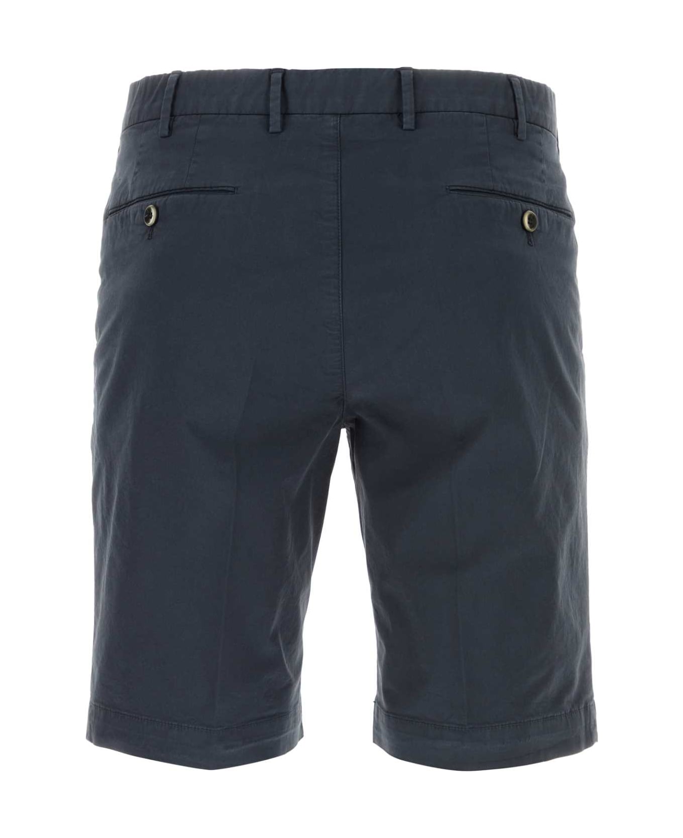 PT Torino Navy Blue Stretch Cotton Bermuda Shorts - BLU